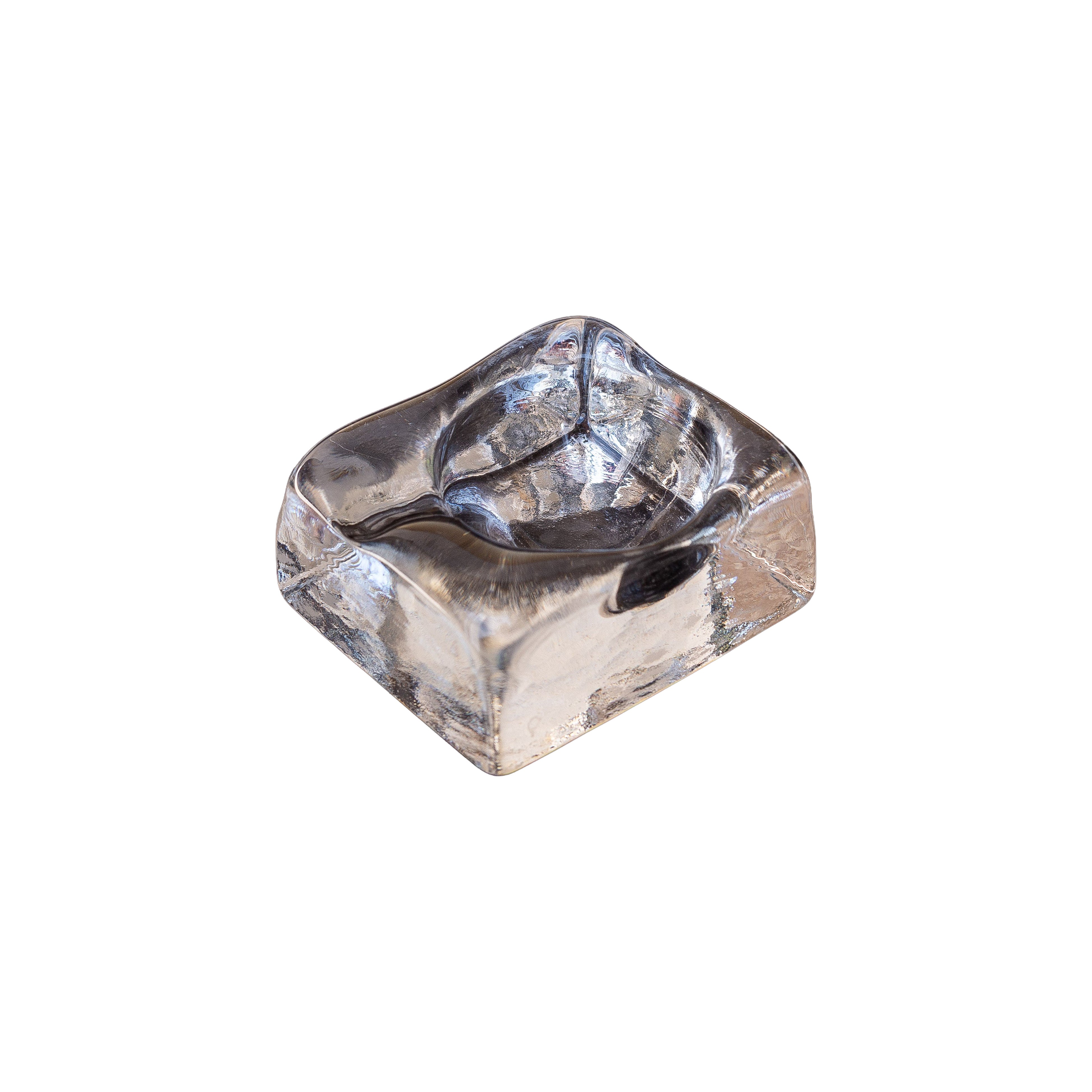 Brutalist Glass Ashtray, Free-Form Glass Catchall - France 1970s