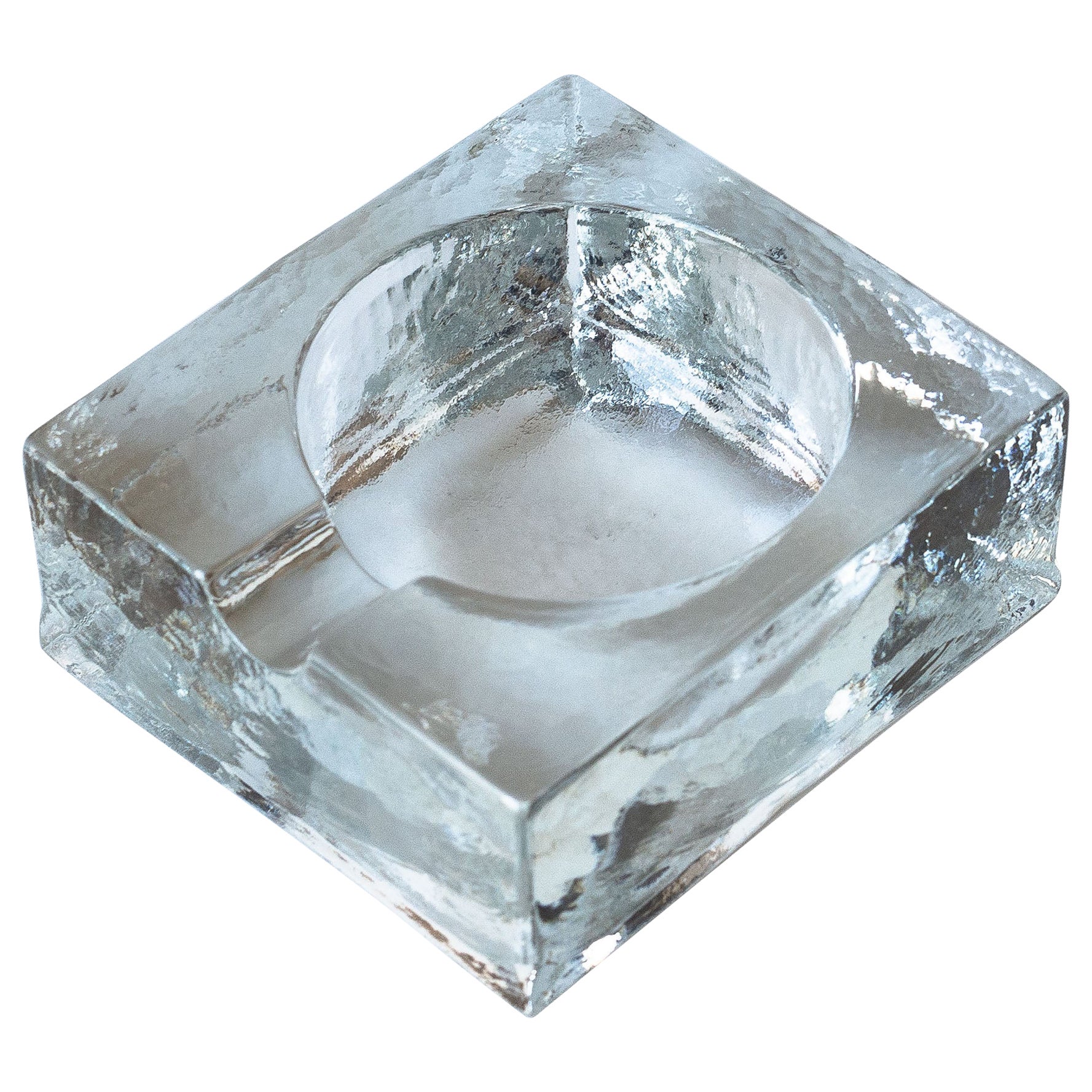 Brutalist Glass Ashtray or Bowl, Minimalist Design, France 1970s