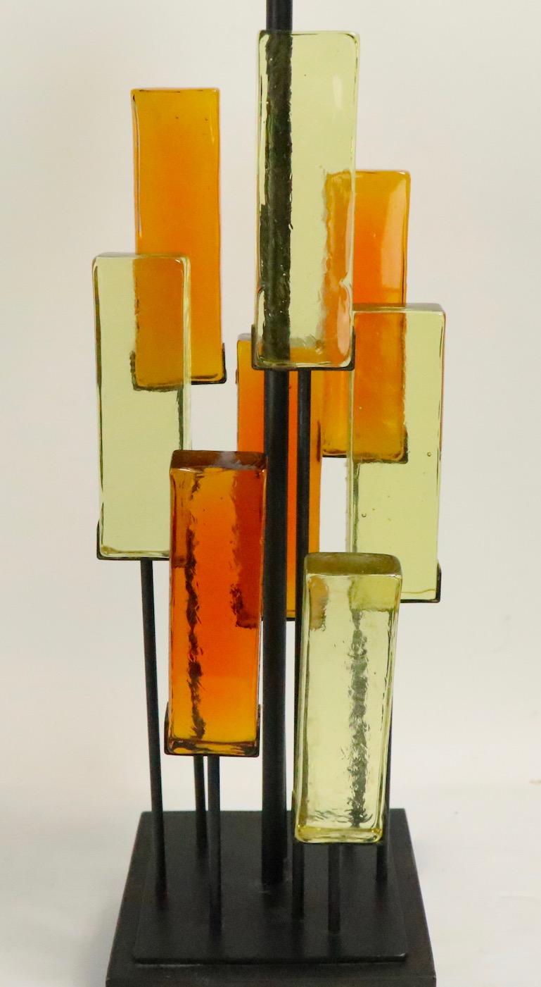 Brutalist Glass Block Table Lamp Attributed to Thurston for Lightolier 4