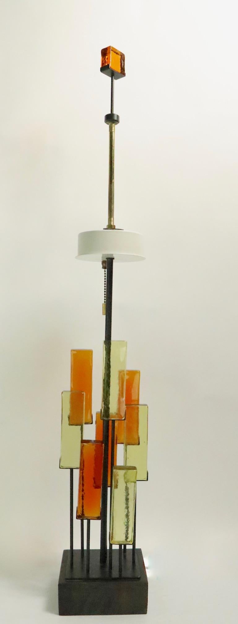 Brutalist Glass Block Table Lamp Attributed to Thurston for Lightolier 5
