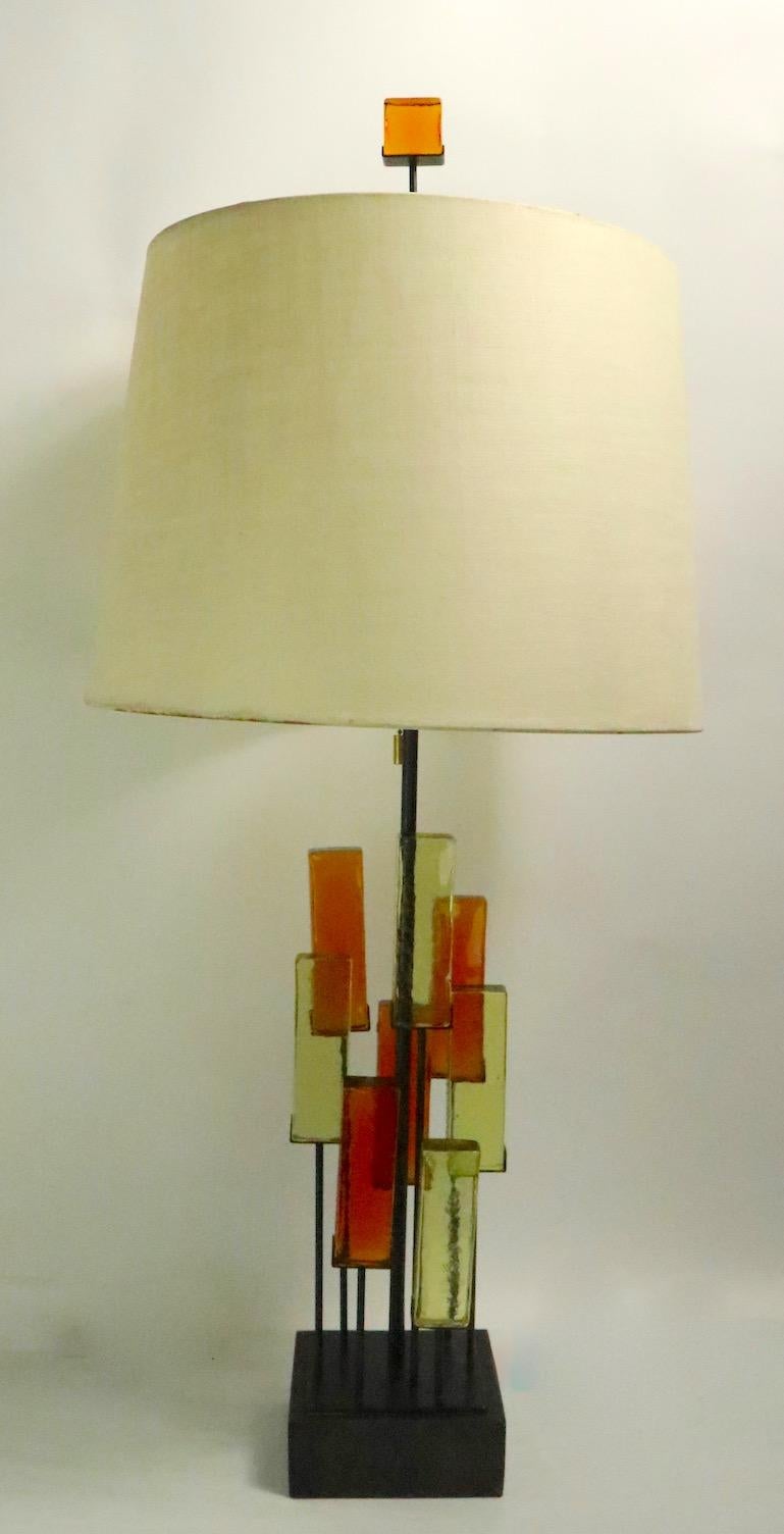 Brutalist Glass Block Table Lamp Attributed to Thurston for Lightolier 6