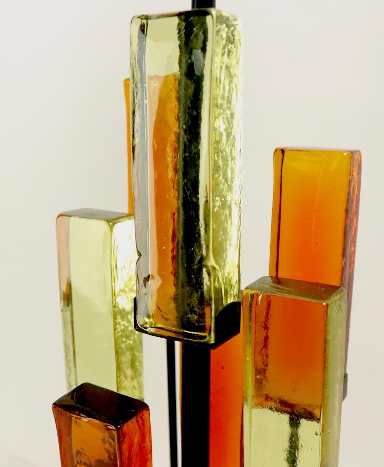 Brutalist Glass Block Table Lamp Attributed to Thurston for Lightolier 1