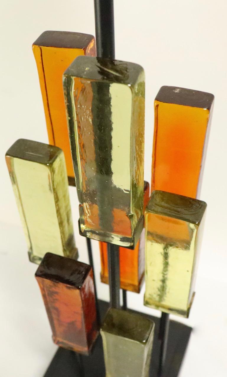 Brutalist Glass Block Table Lamp Attributed to Thurston for Lightolier 2