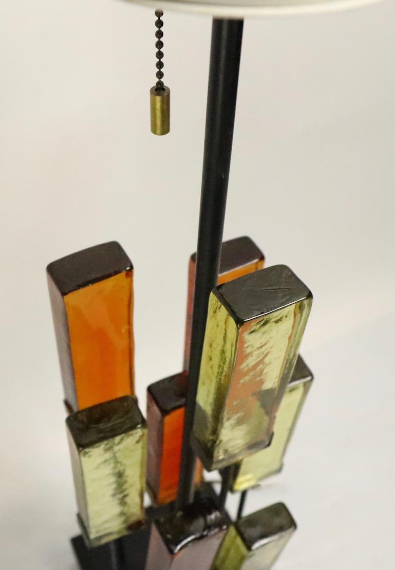 Brutalist Glass Block Table Lamp Attributed to Thurston for Lightolier 3