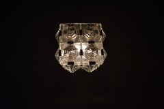 Brutalist Glass Chandelier by Kamenicky Senov, 1970s