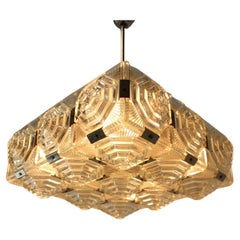 Vintage Brutalist Glass Chandelier by Kamenicky Senov, 1970s
