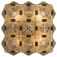 Brutalist Glass Chandelier by Kamenicky Senov, 1970s, Two Items Available