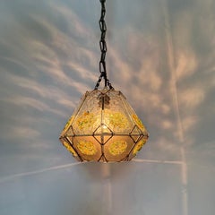 Brutalist glass hanging lamp , 1970s