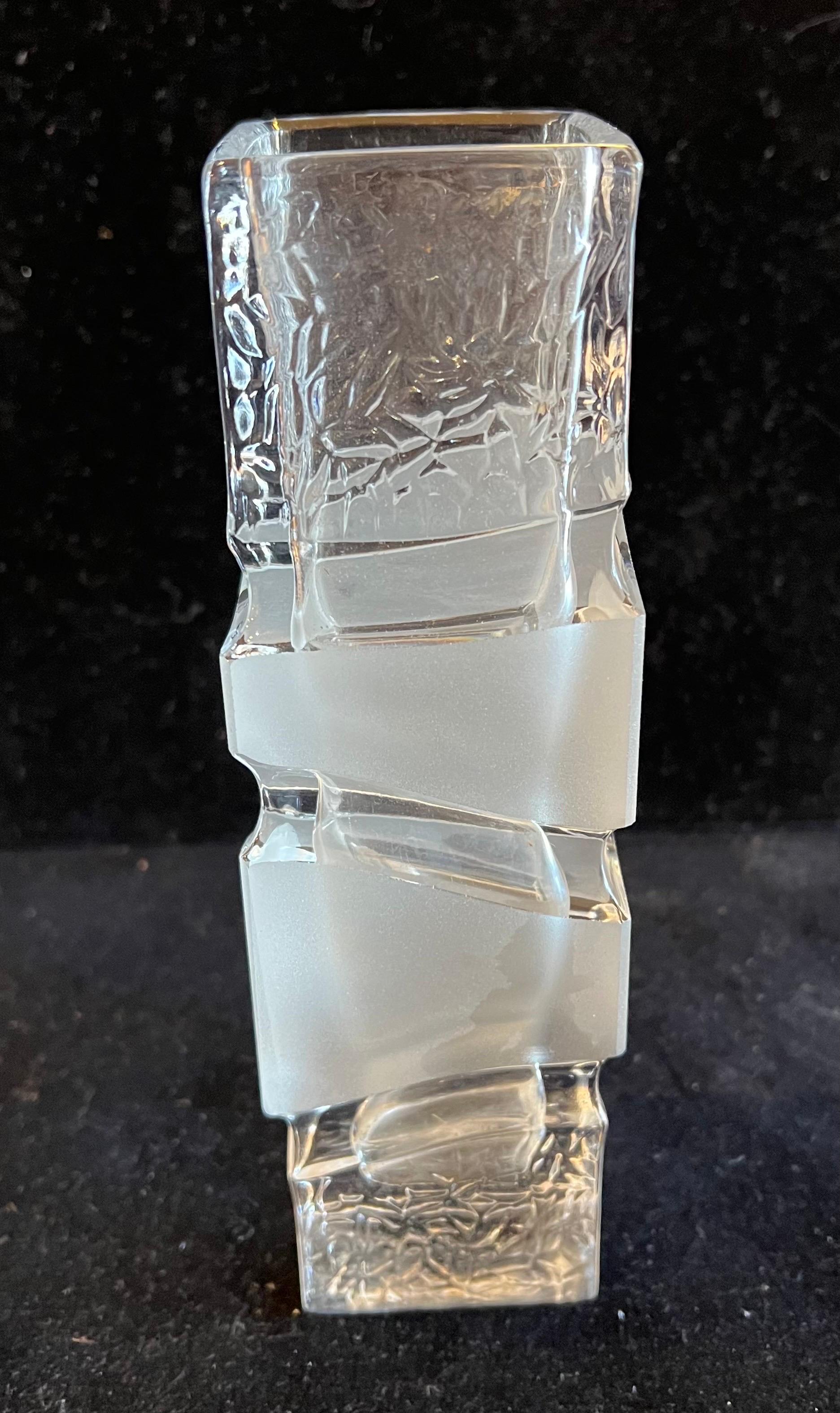German Brutalist Glass Vase by Warmensteinach Block Glass Vase For Sale