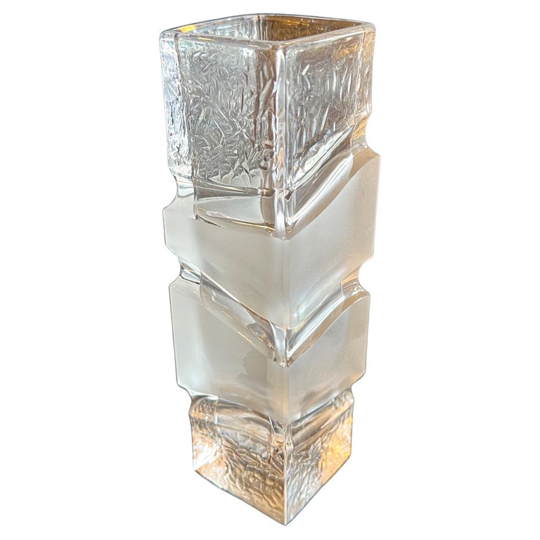 Brutalist Glass Vase by Warmensteinach Block Glass Vase For Sale at 1stDibs