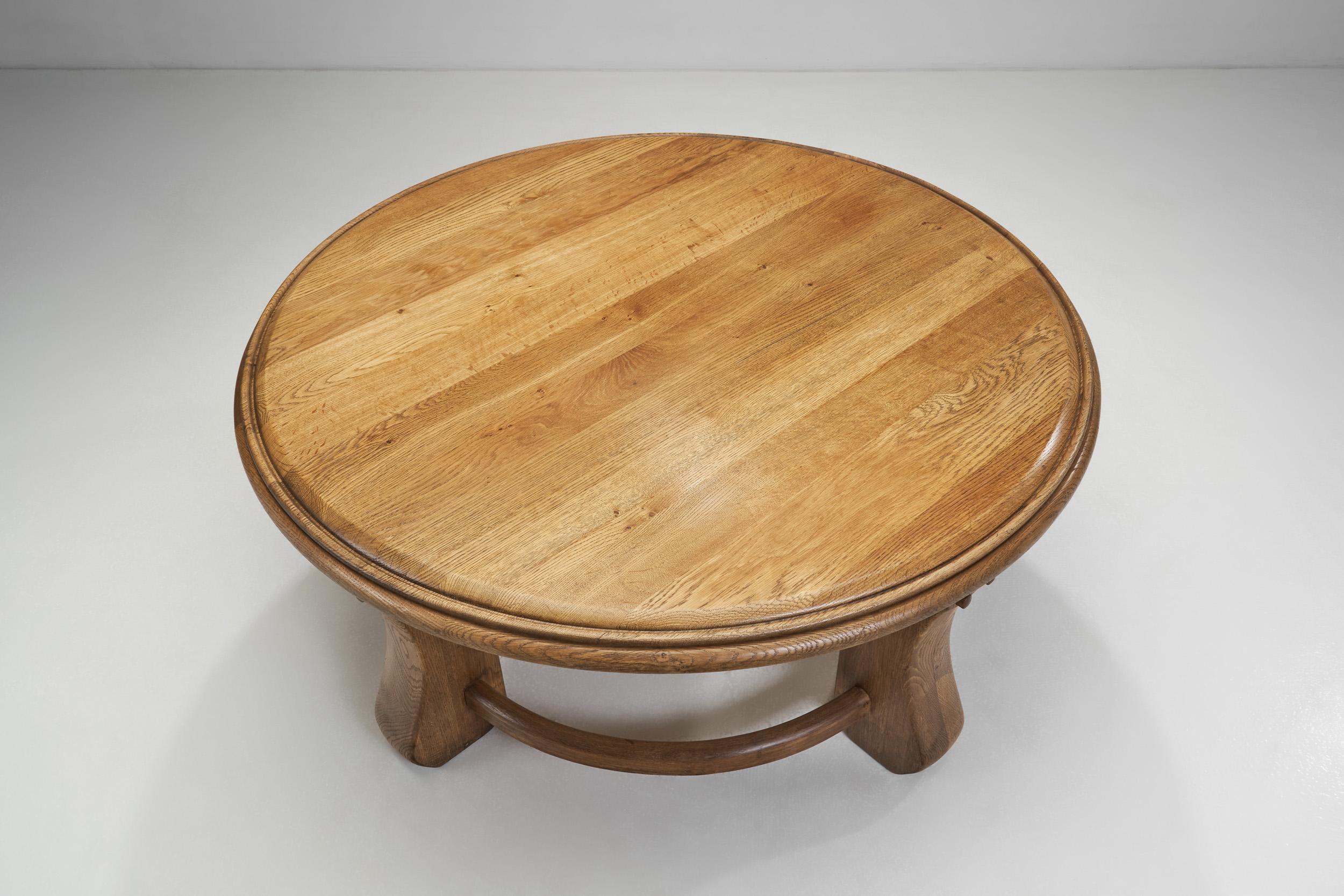 Wood Brutalist Glazed Oak Side Table, Belgium 1960s For Sale