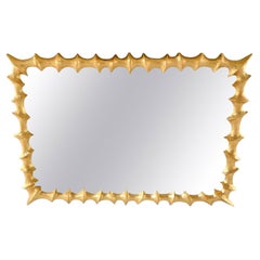 Miroir à cadre brutaliste en métal doré, Angleterre, milieu du siècle dernier