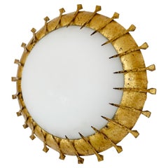 Brutalist Gold Spanish Sunburst Nail Head Wall Light