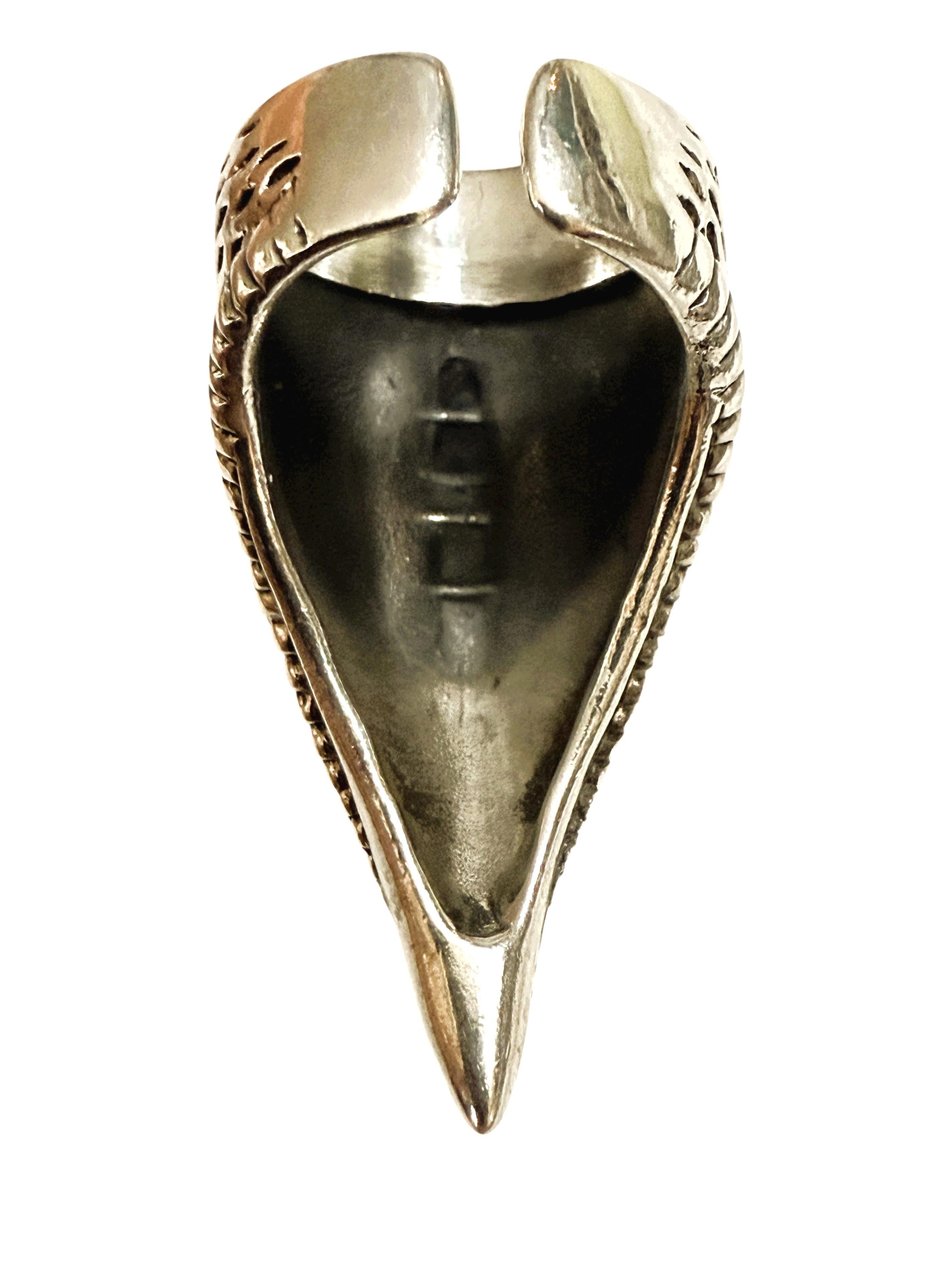 Brutalist Gothic 925 Sterling Silver Bird Talon Ring Size 6 to 6.25 For Sale 3