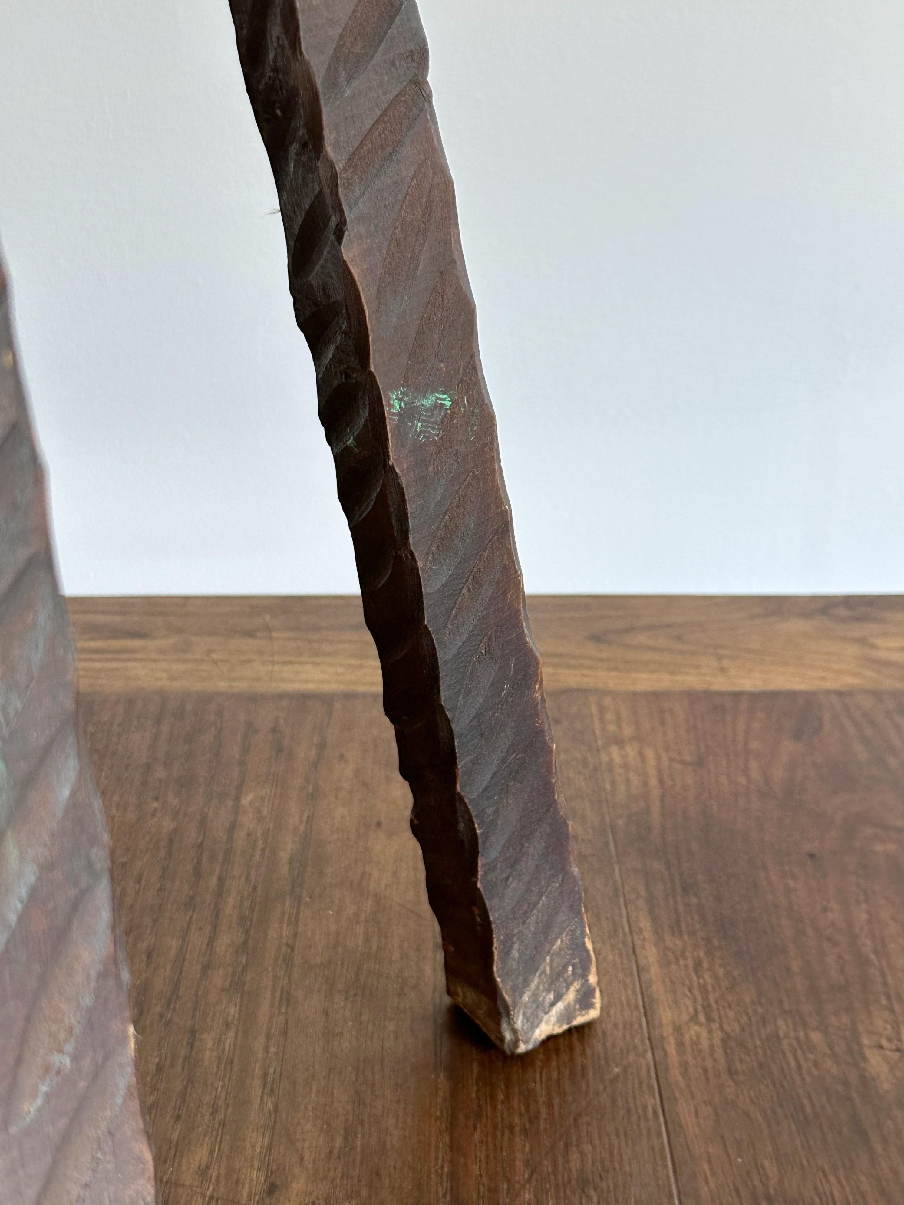 Wood Brutalist Gouge Carved Stool, France, 1960s For Sale
