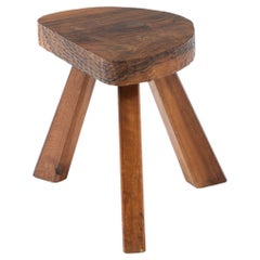 Brutalist Gouged Stool, France 1950's
