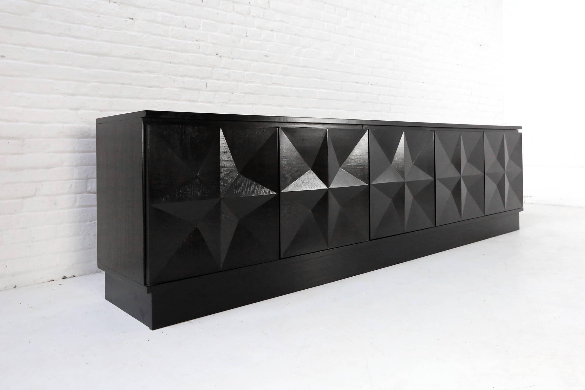 This black Brutalist credenza was produced in Belgium most probably by De Coene during the 1970s and is made from ebonized oak.
It has been completely refinished, so in perfect condition.