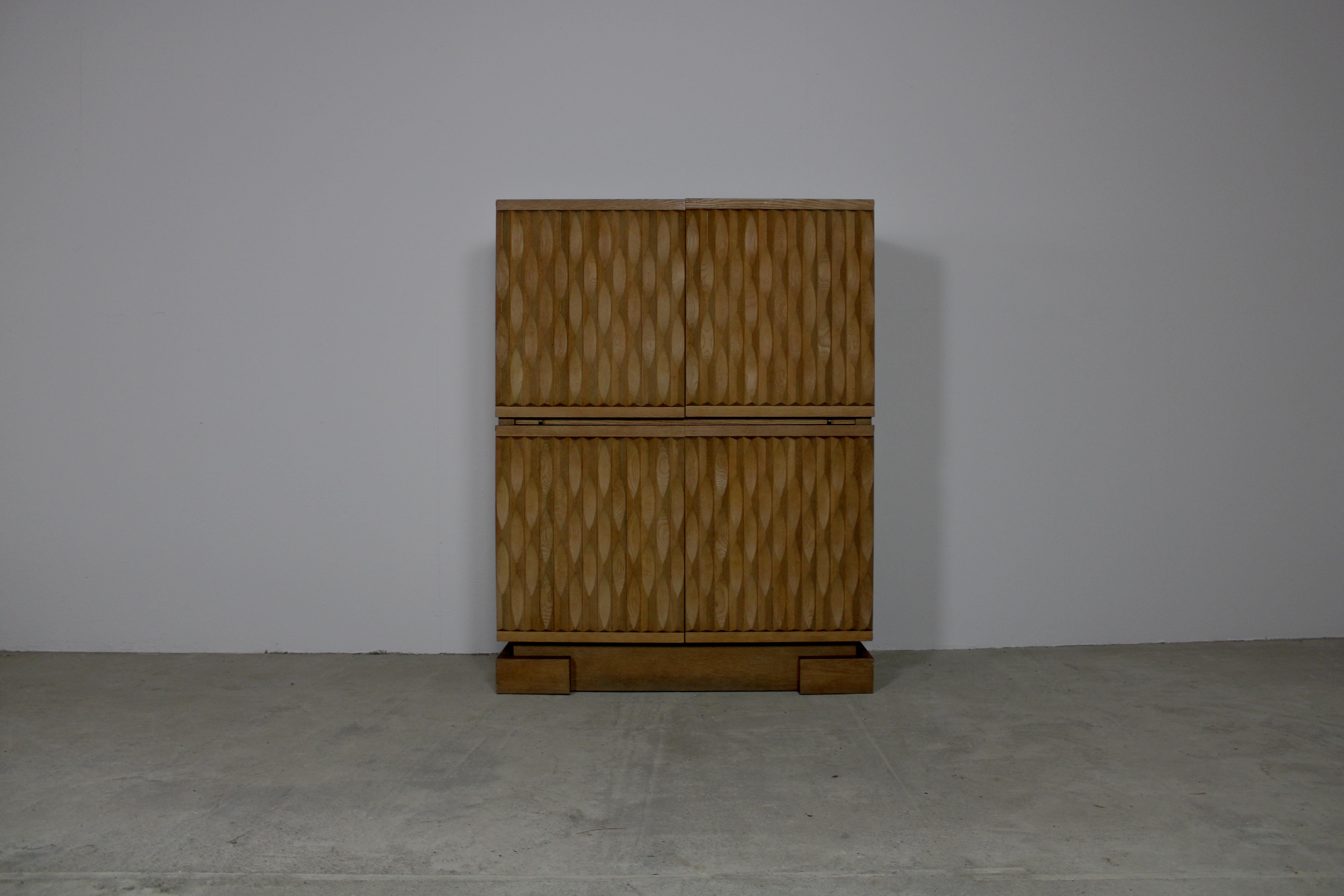 Belgian Brutalist Graphical Cabinet by Aurora - Belgium 1970s For Sale
