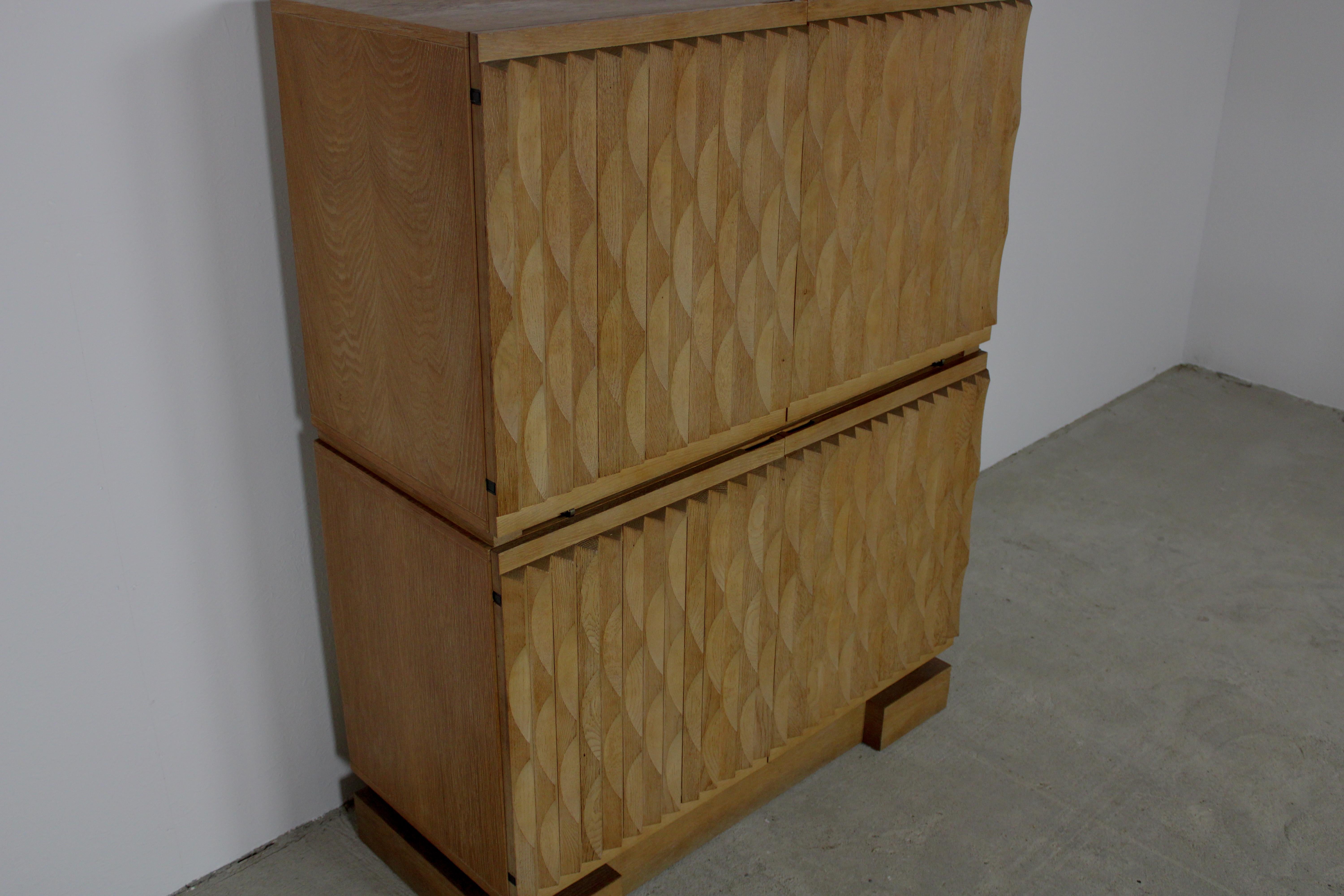 Late 20th Century Brutalist Graphical Cabinet by Aurora - Belgium 1970s For Sale