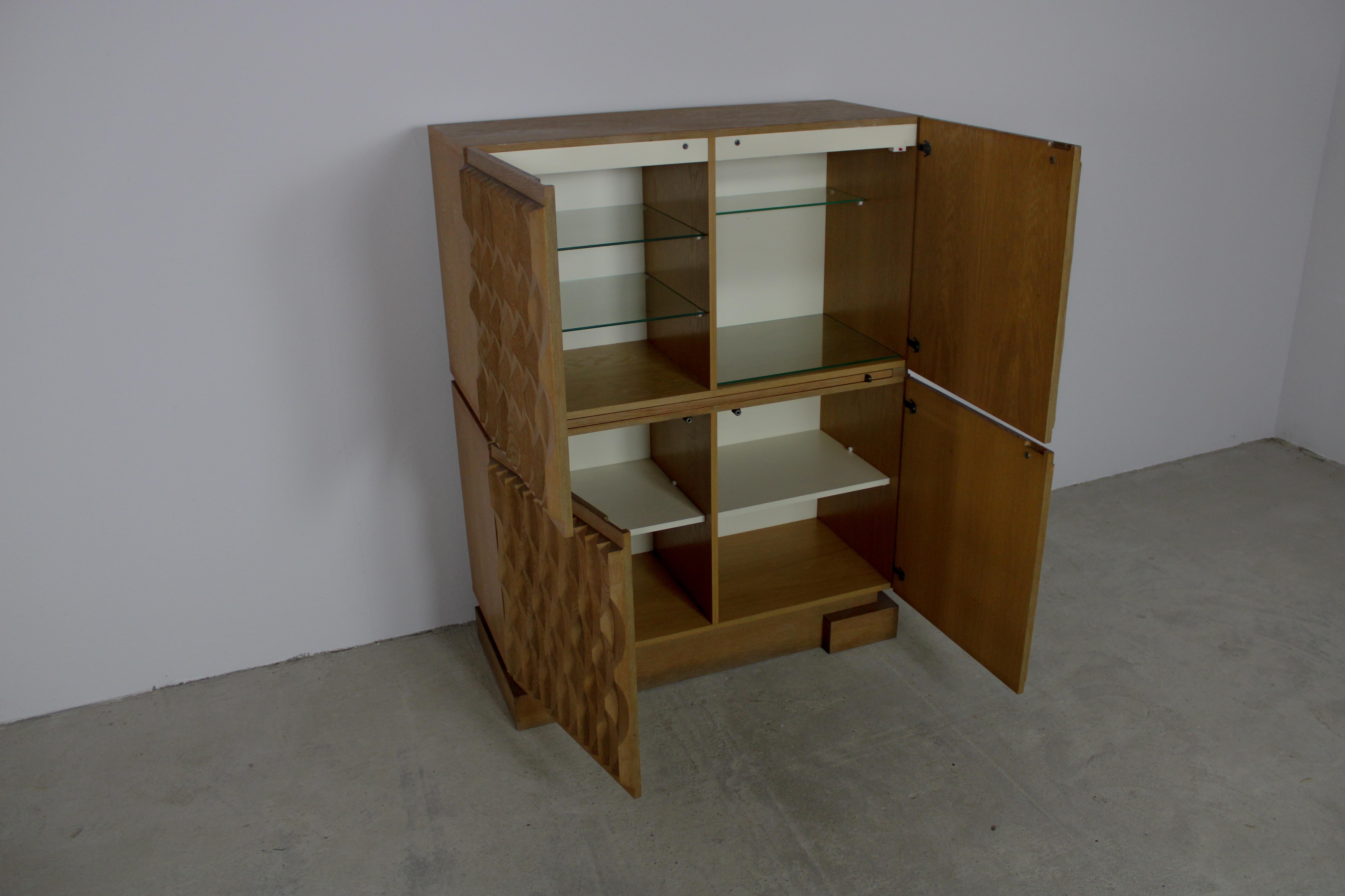 Brutalist Graphical Cabinet by Aurora - Belgium 1970s For Sale 1