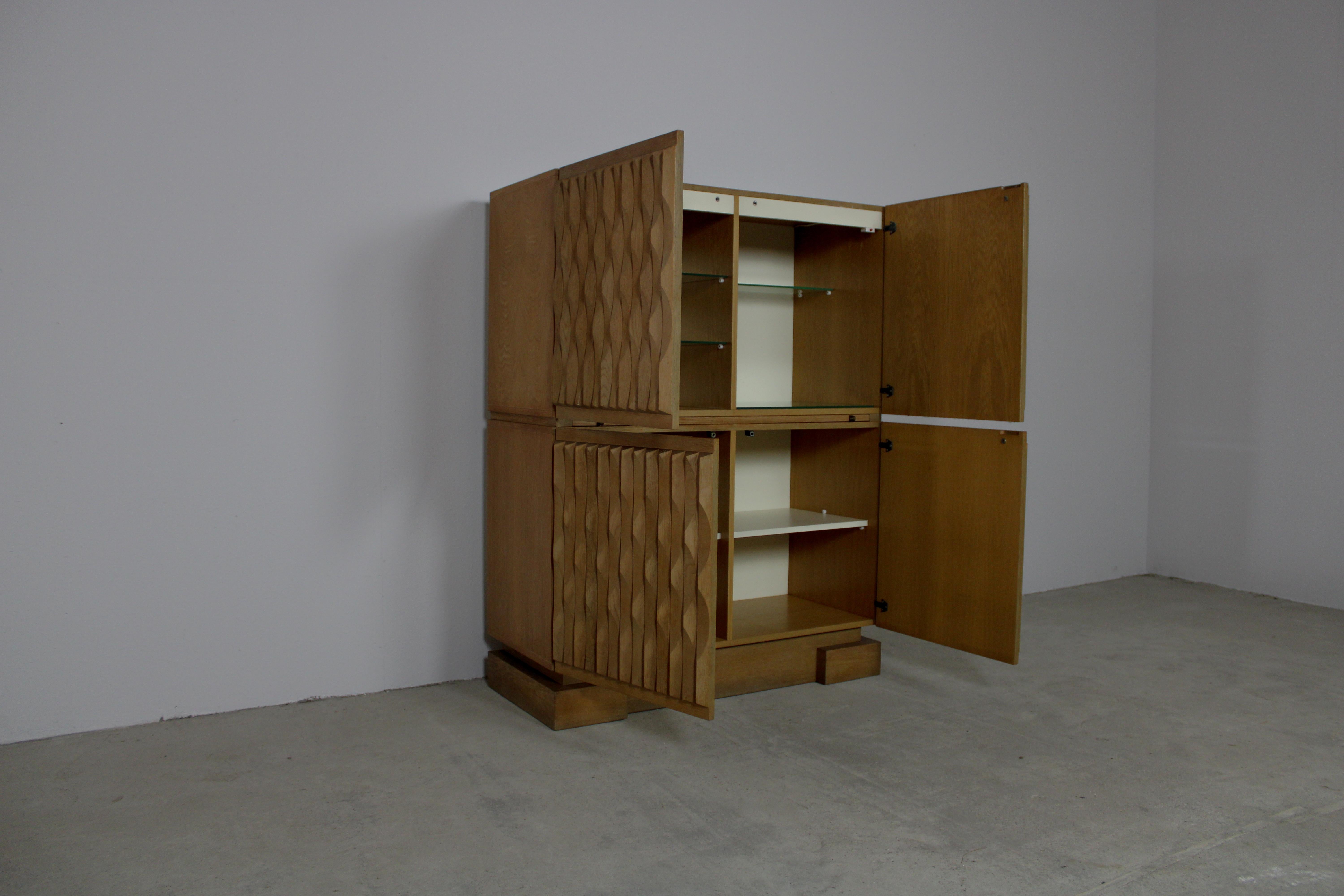 Brutalist Graphical Cabinet by Aurora - Belgium 1970s For Sale 2