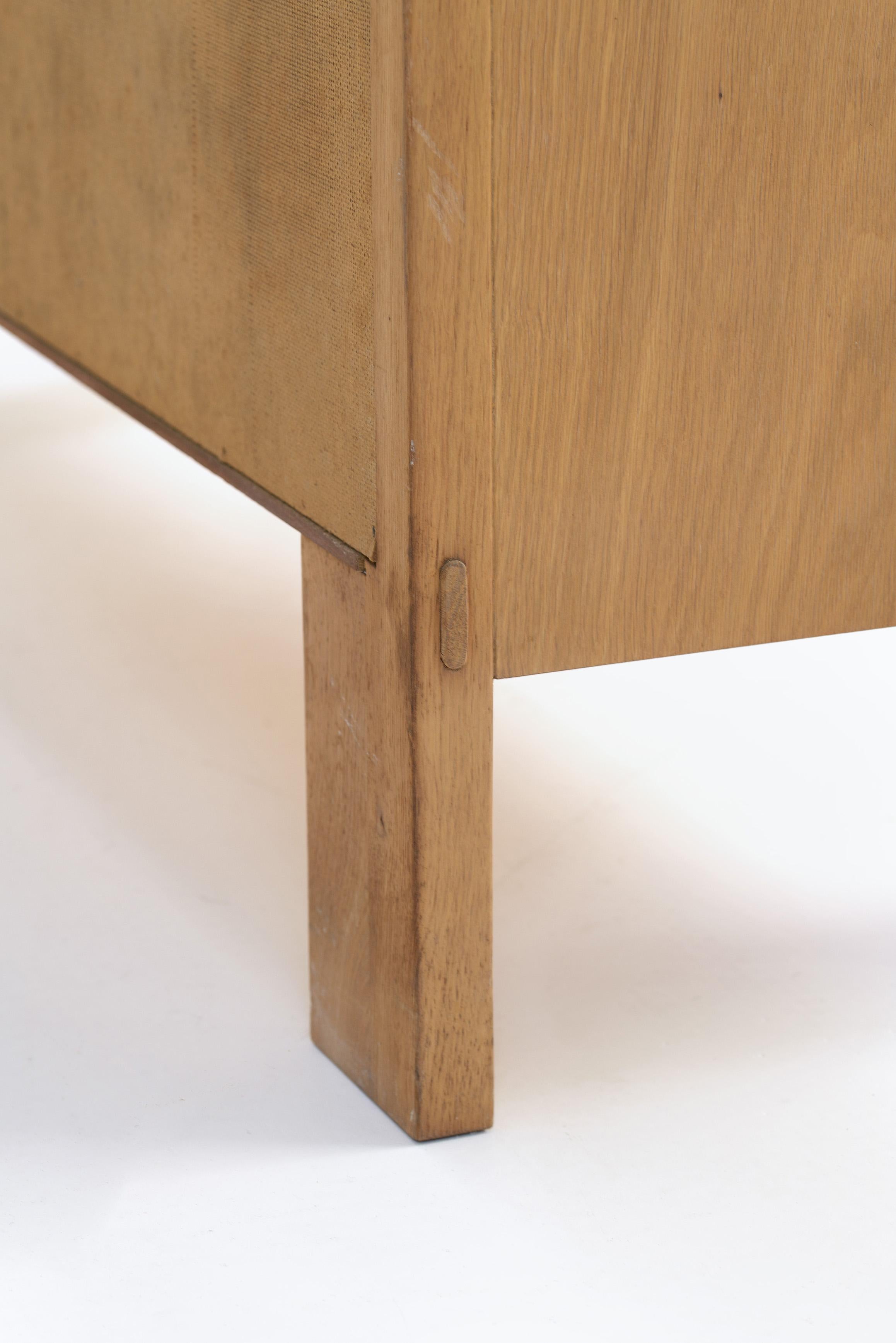 Brutalist graphical oak highboard - Frans Defour For Sale 9
