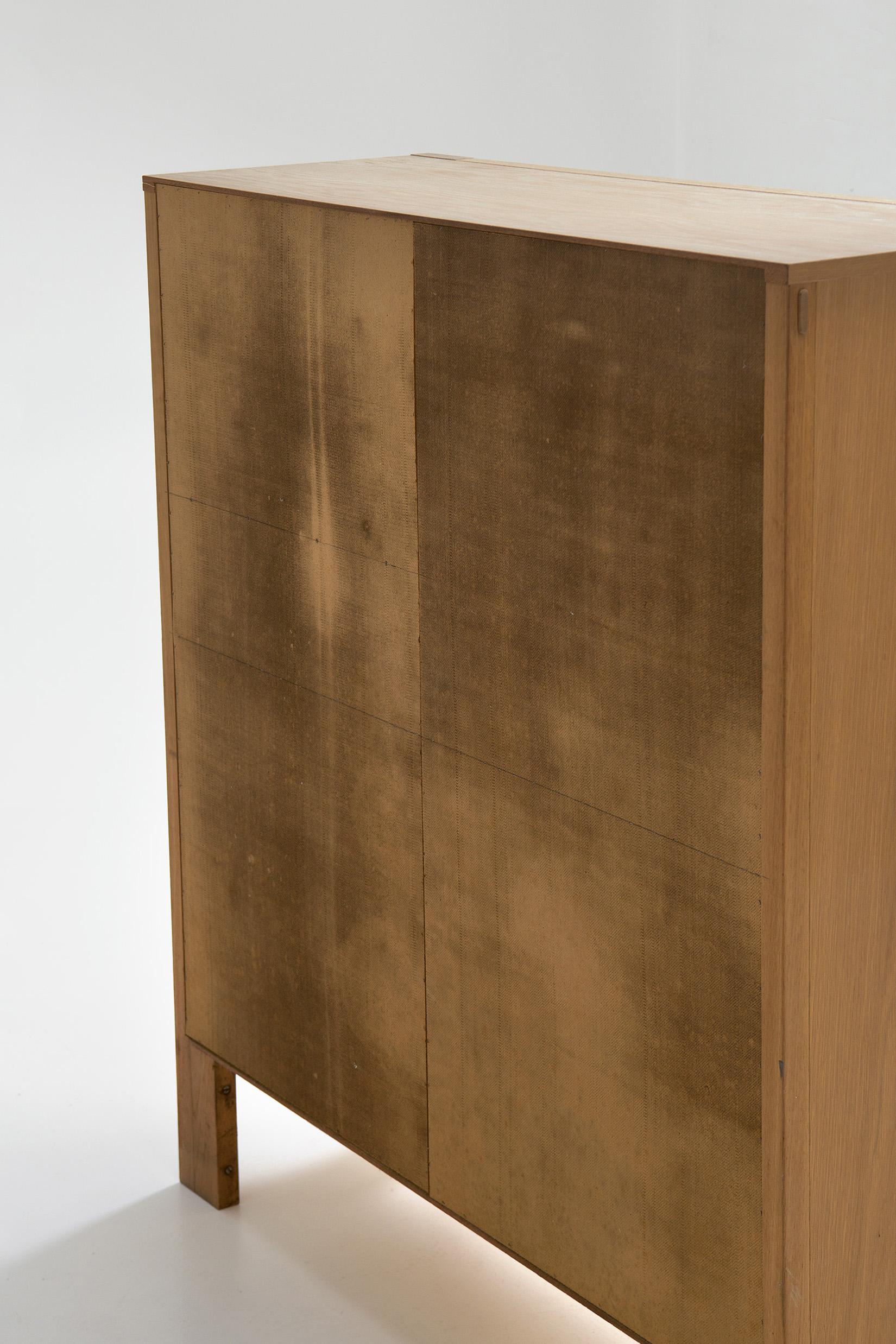 Brutalist graphical oak highboard - Frans Defour For Sale 10