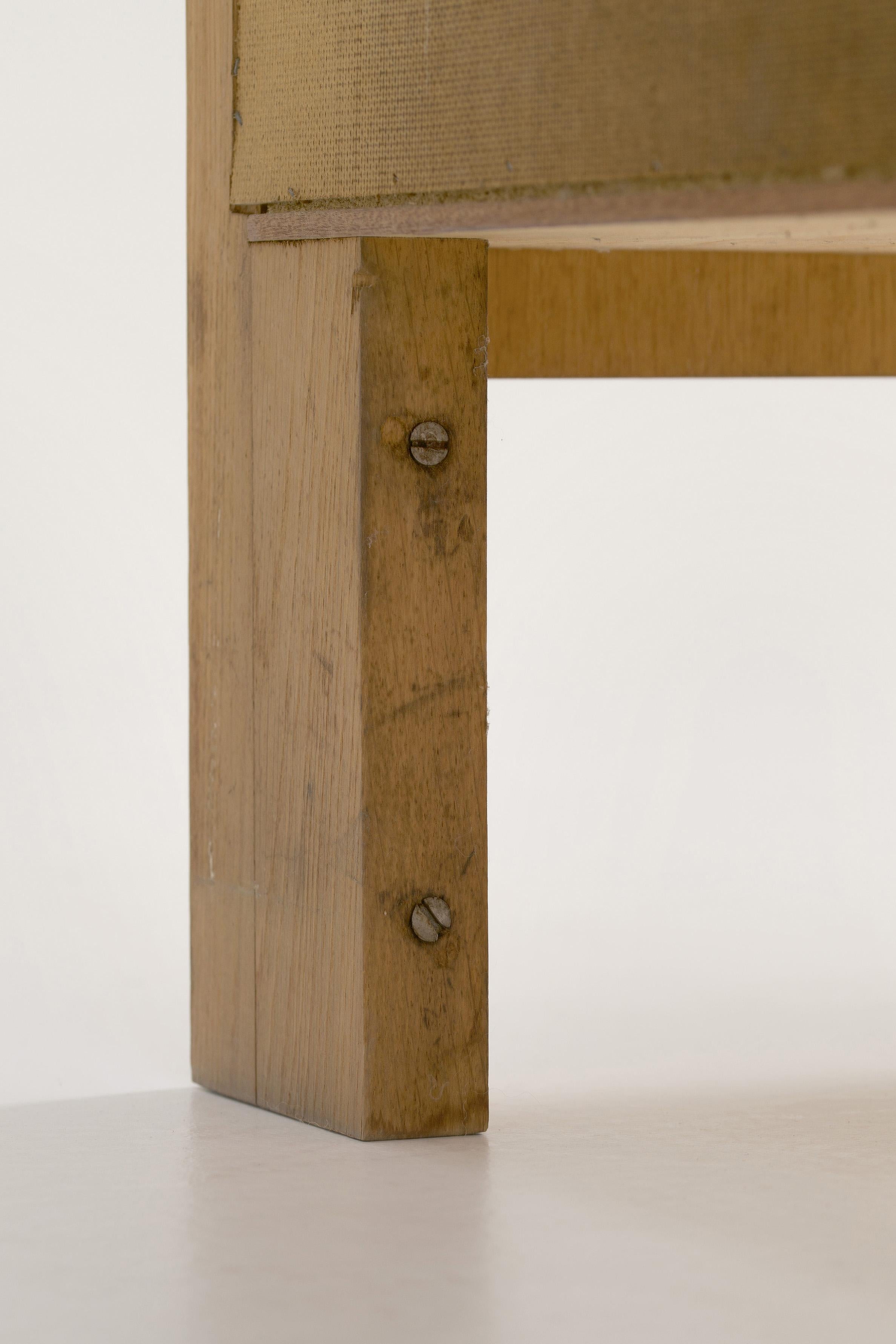 Brutalist graphical oak highboard - Frans Defour For Sale 11