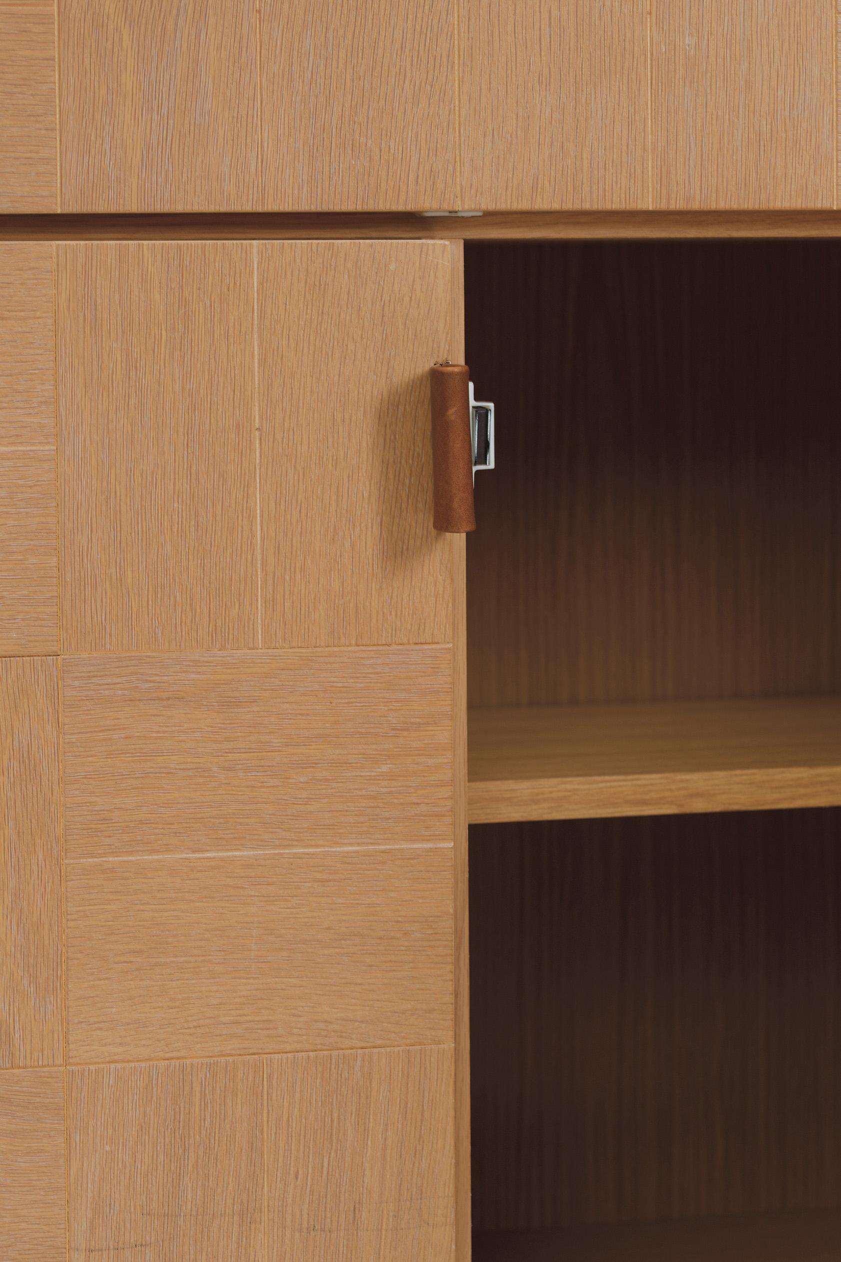 Brutalist graphical oak highboard - Frans Defour For Sale 1