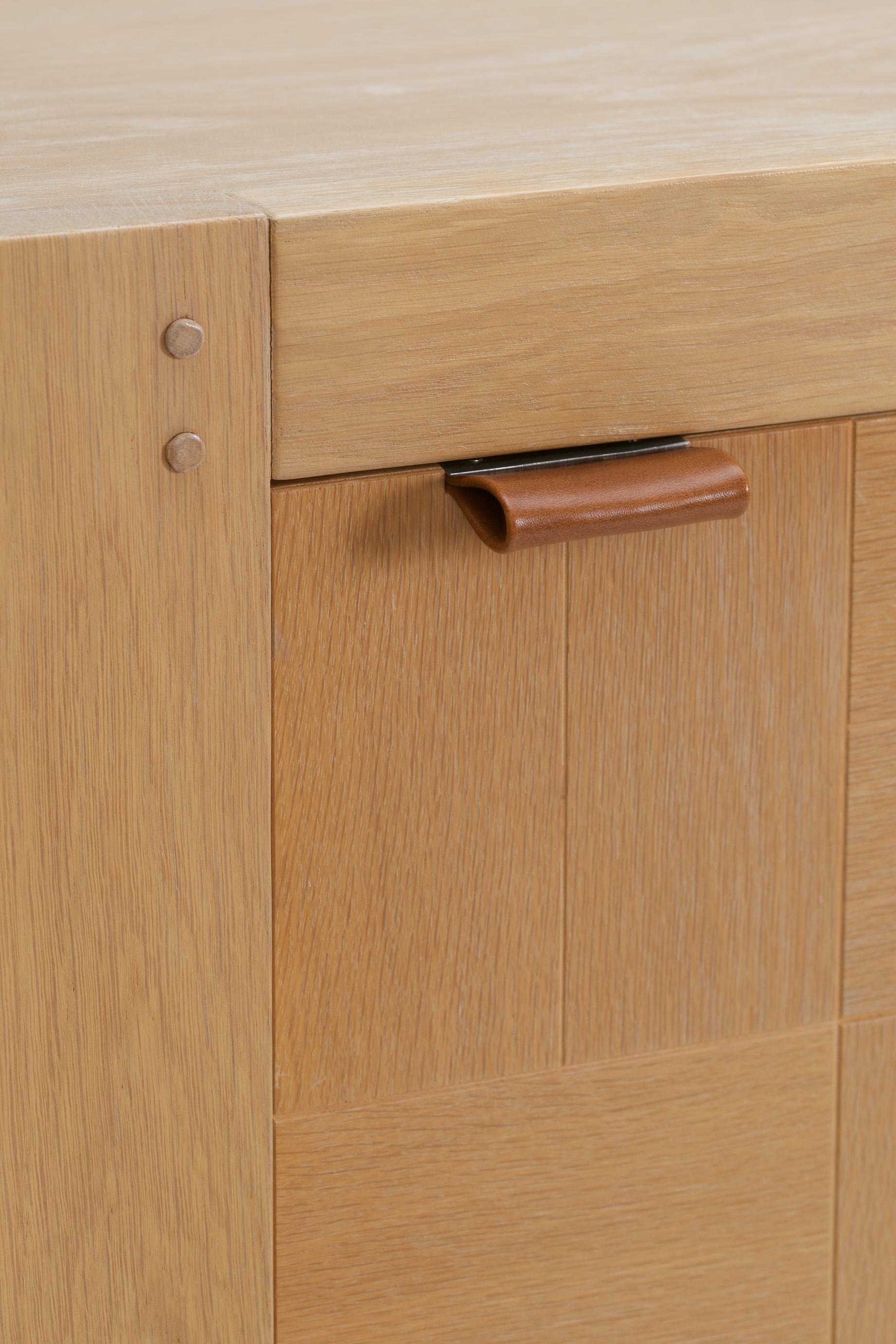 Brutalist graphical oak highboard - Frans Defour For Sale 2
