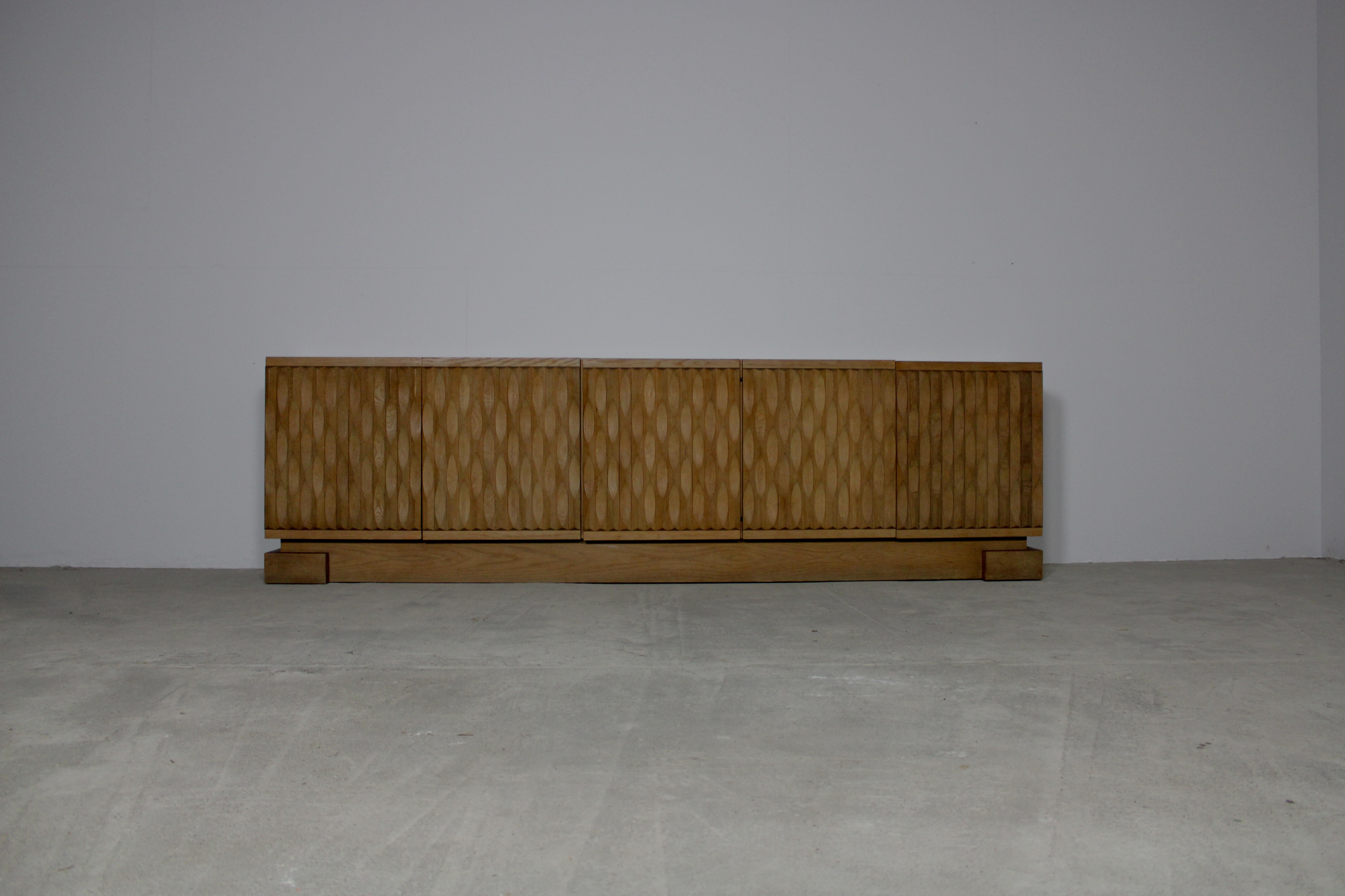 Belgian Brutalist Graphical Sideboard by Aurora - Belgium 1970s For Sale