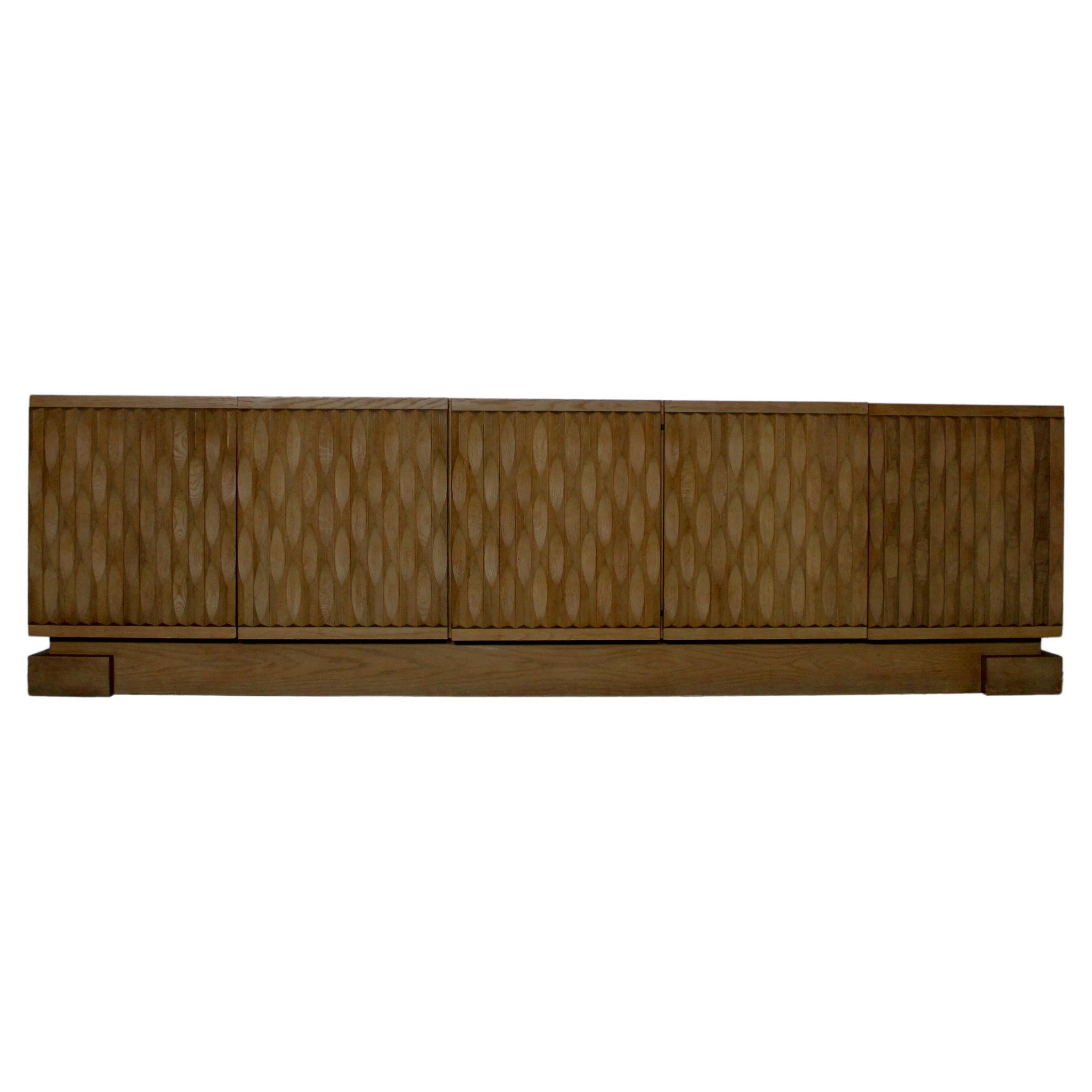 Brutalist Graphical Sideboard by Aurora - Belgium 1970s For Sale