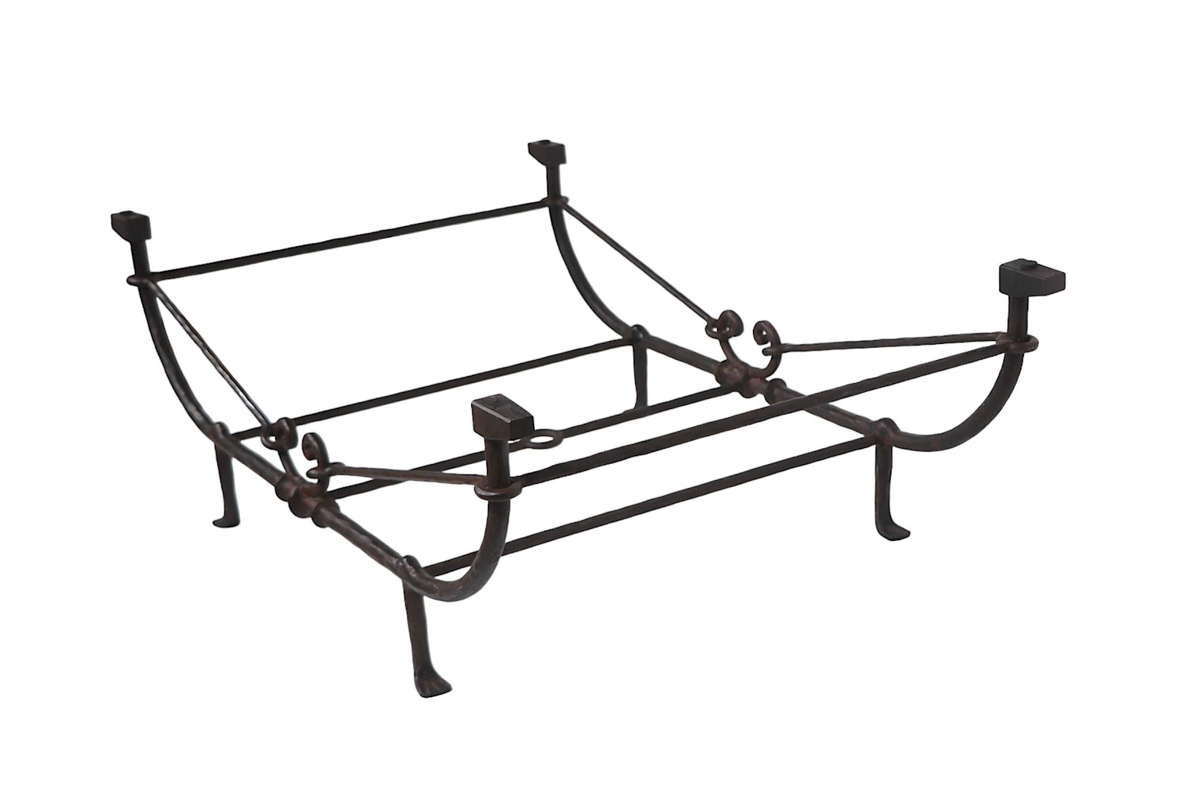 Brutalist Greco Roman Cast Iron Glass Coffee Table by Ferrante after Giacometti 6