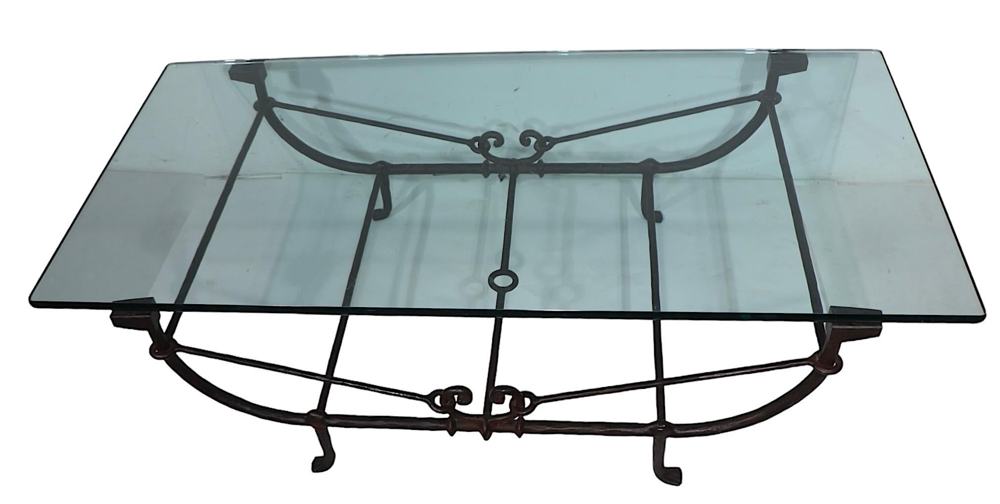 Brutalist Greco Roman Cast Iron Glass Coffee Table by Ferrante after Giacometti 8