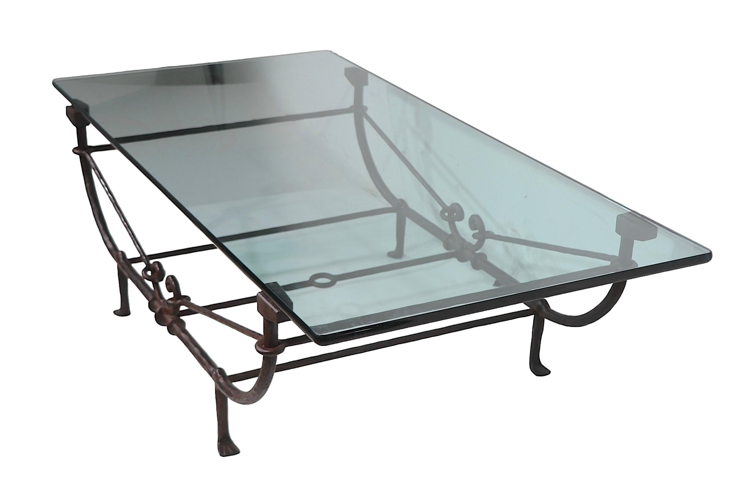 Brutalist Greco Roman Cast Iron Glass Coffee Table by Ferrante after Giacometti 13
