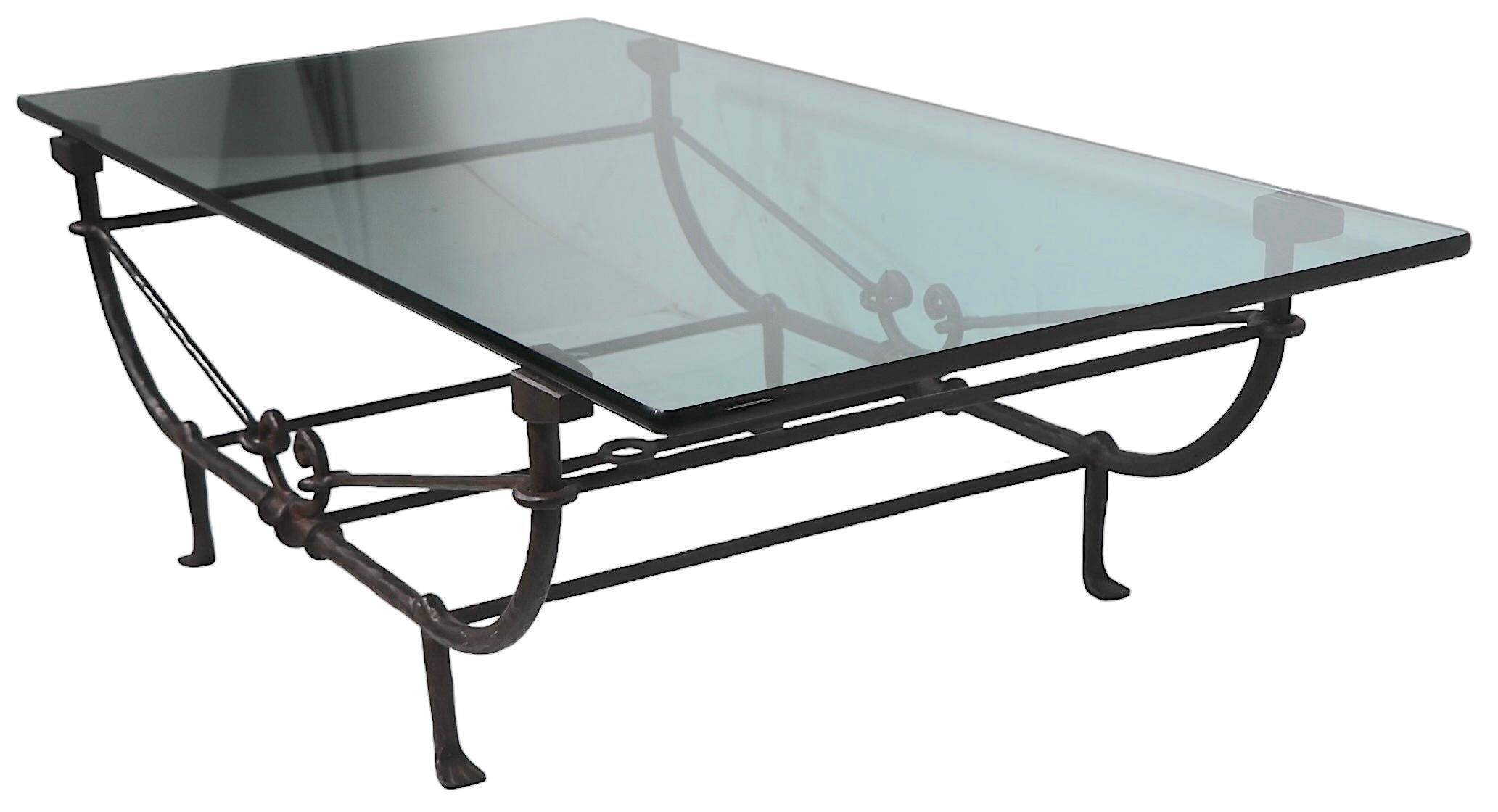 20th Century Brutalist Greco Roman Cast Iron Glass Coffee Table by Ferrante after Giacometti