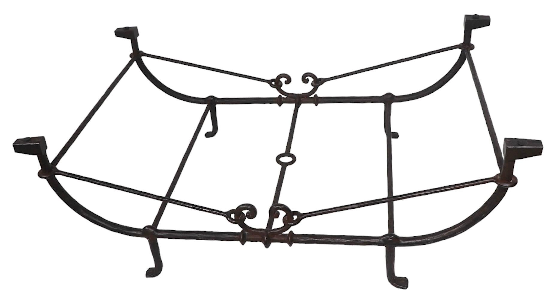 Brutalist Greco Roman Cast Iron Glass Coffee Table by Ferrante after Giacometti 2