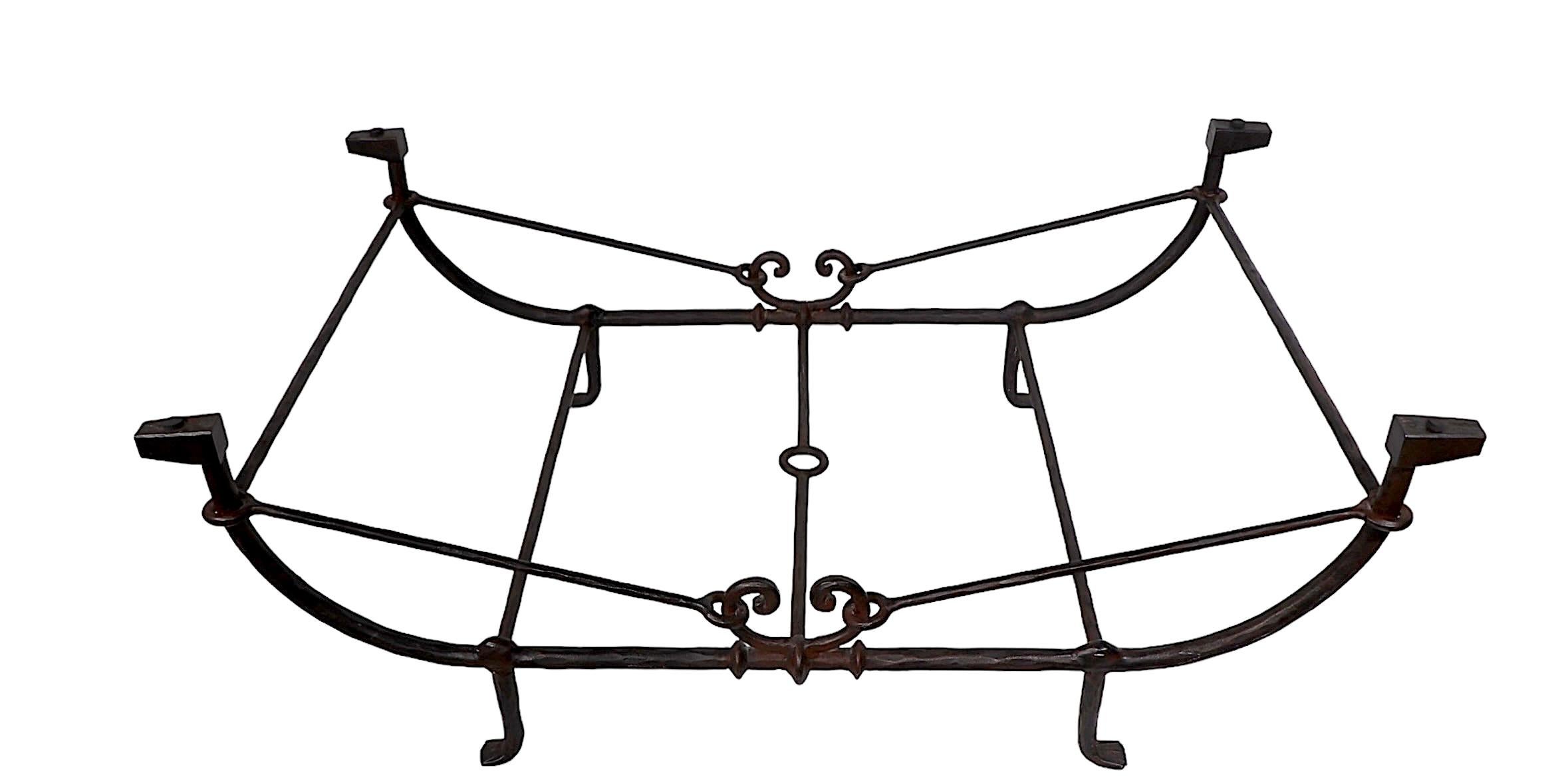 Brutalist Greco Roman Cast Iron Glass Coffee Table by Ferrante after Giacometti 3