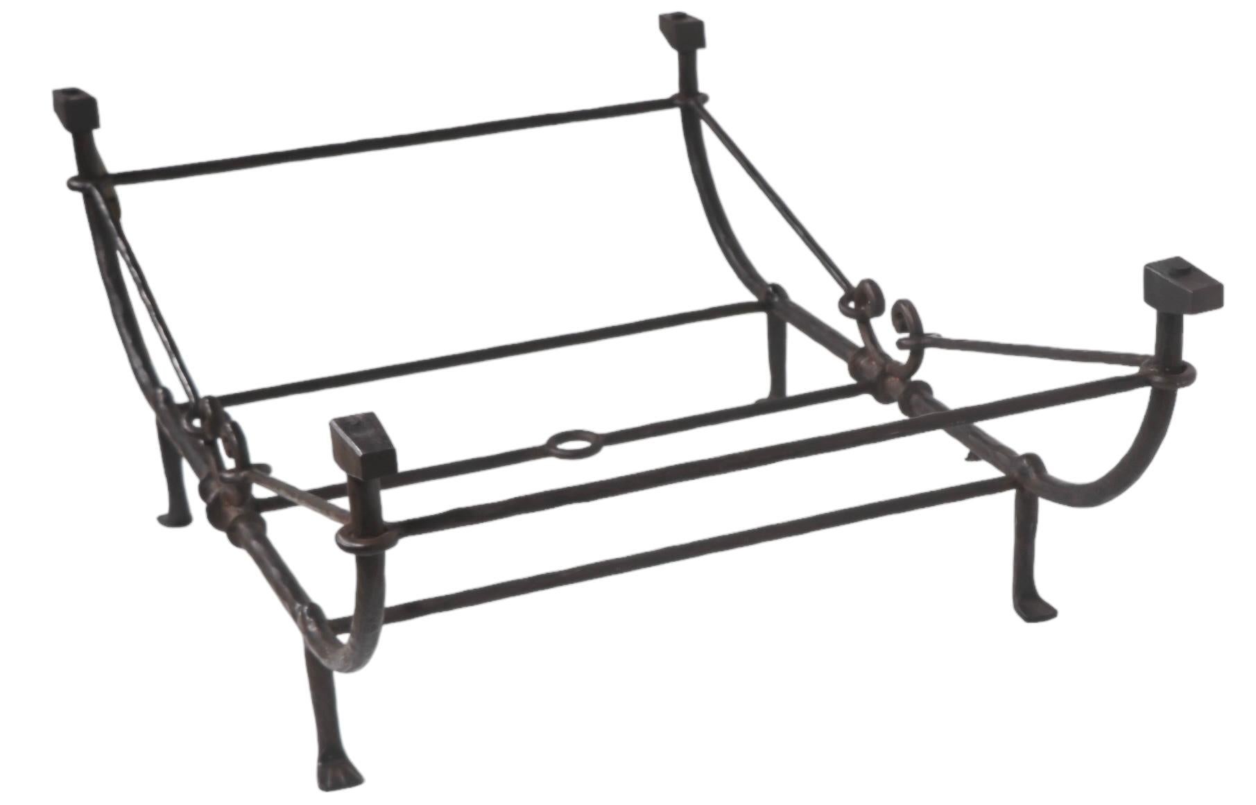 Brutalist Greco Roman Cast Iron Glass Coffee Table by Ferrante after Giacometti 4