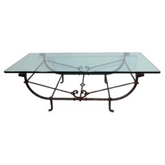 Brutalist Greco Roman Cast Iron Glass Coffee Table by Ferrante after Giacometti