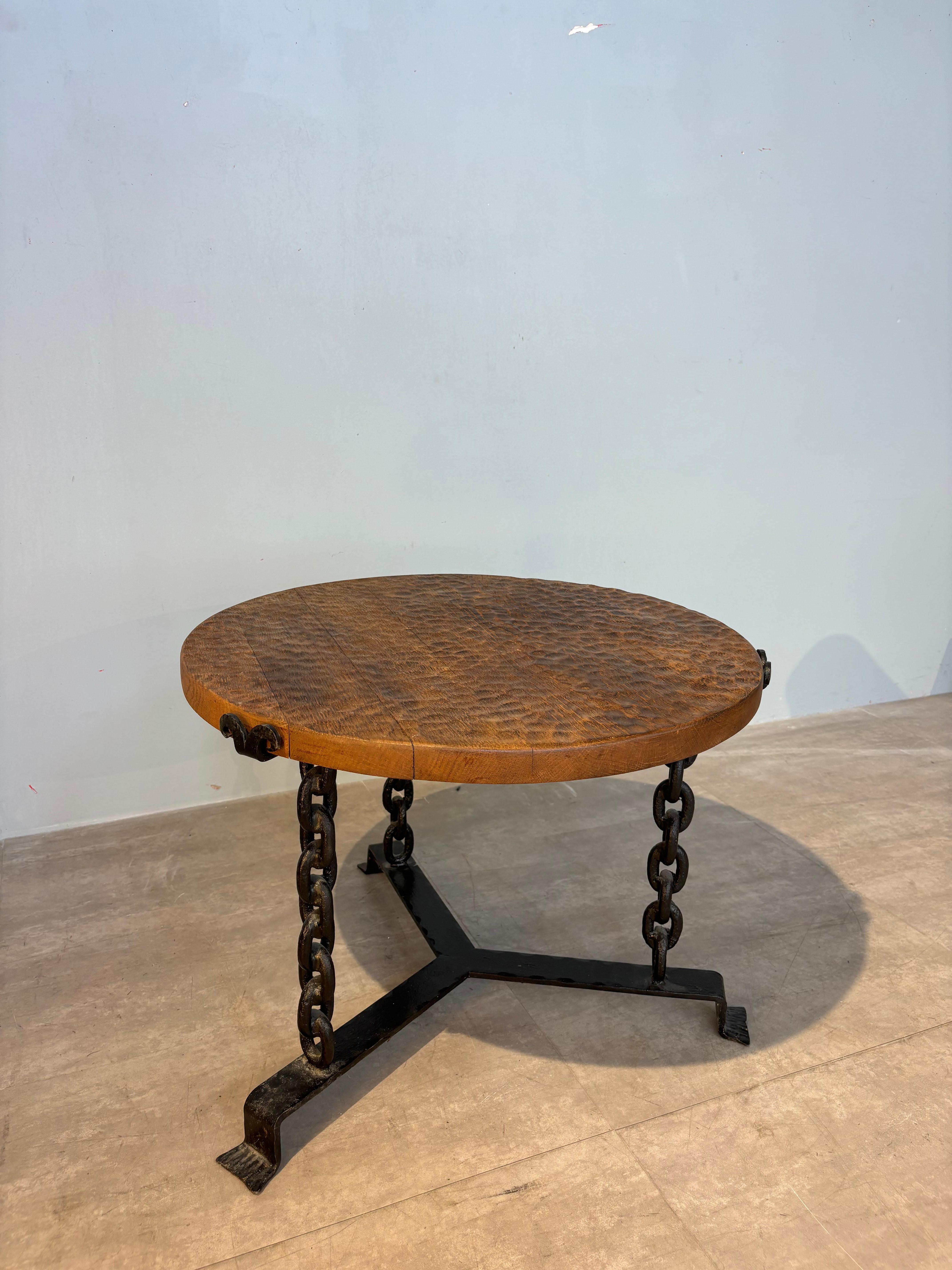 Brutalist guéridon attributed to Atelier Marolles For Sale 3