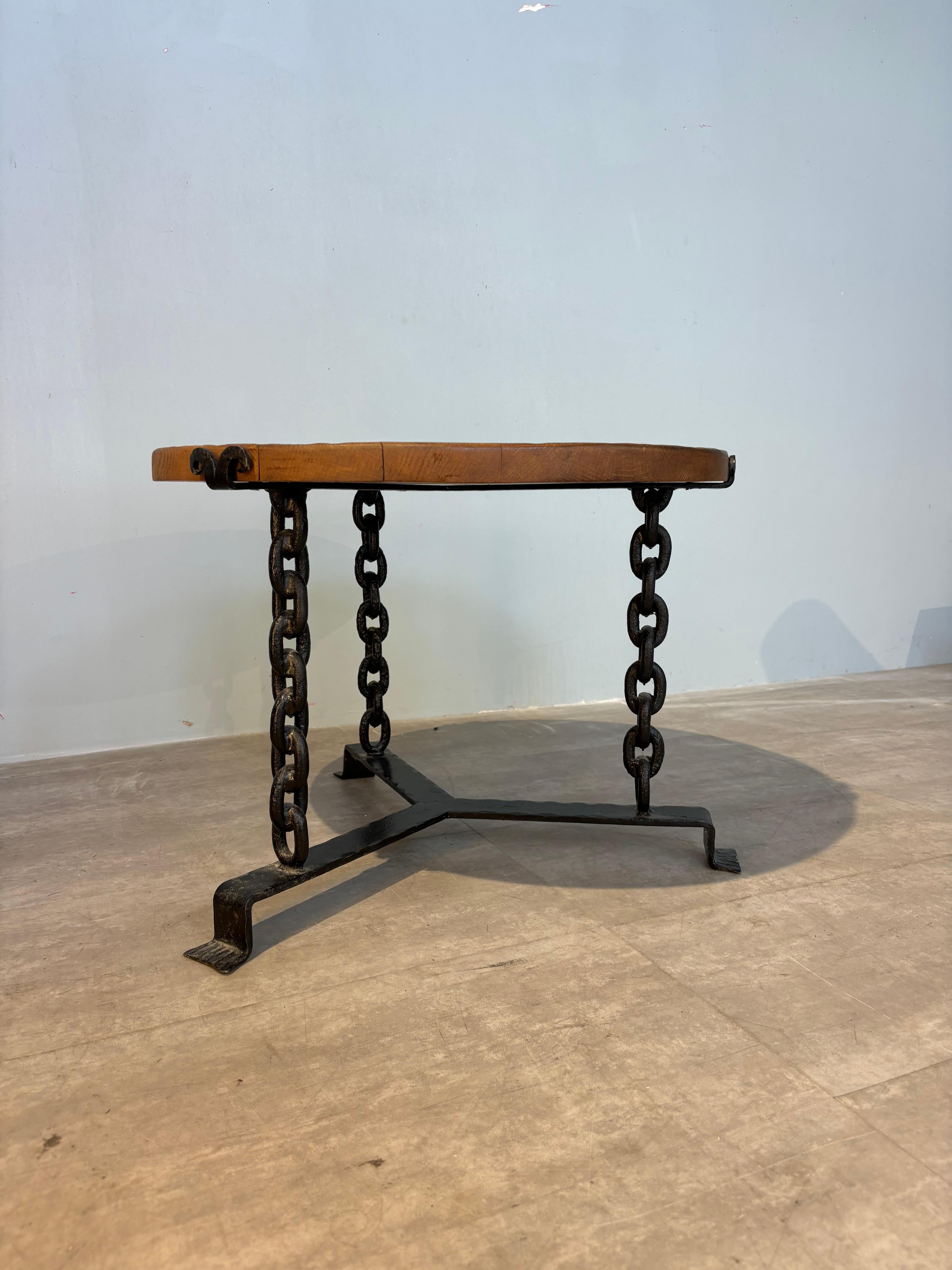 Brutalist guéridon attributed to Atelier Marolles For Sale 6