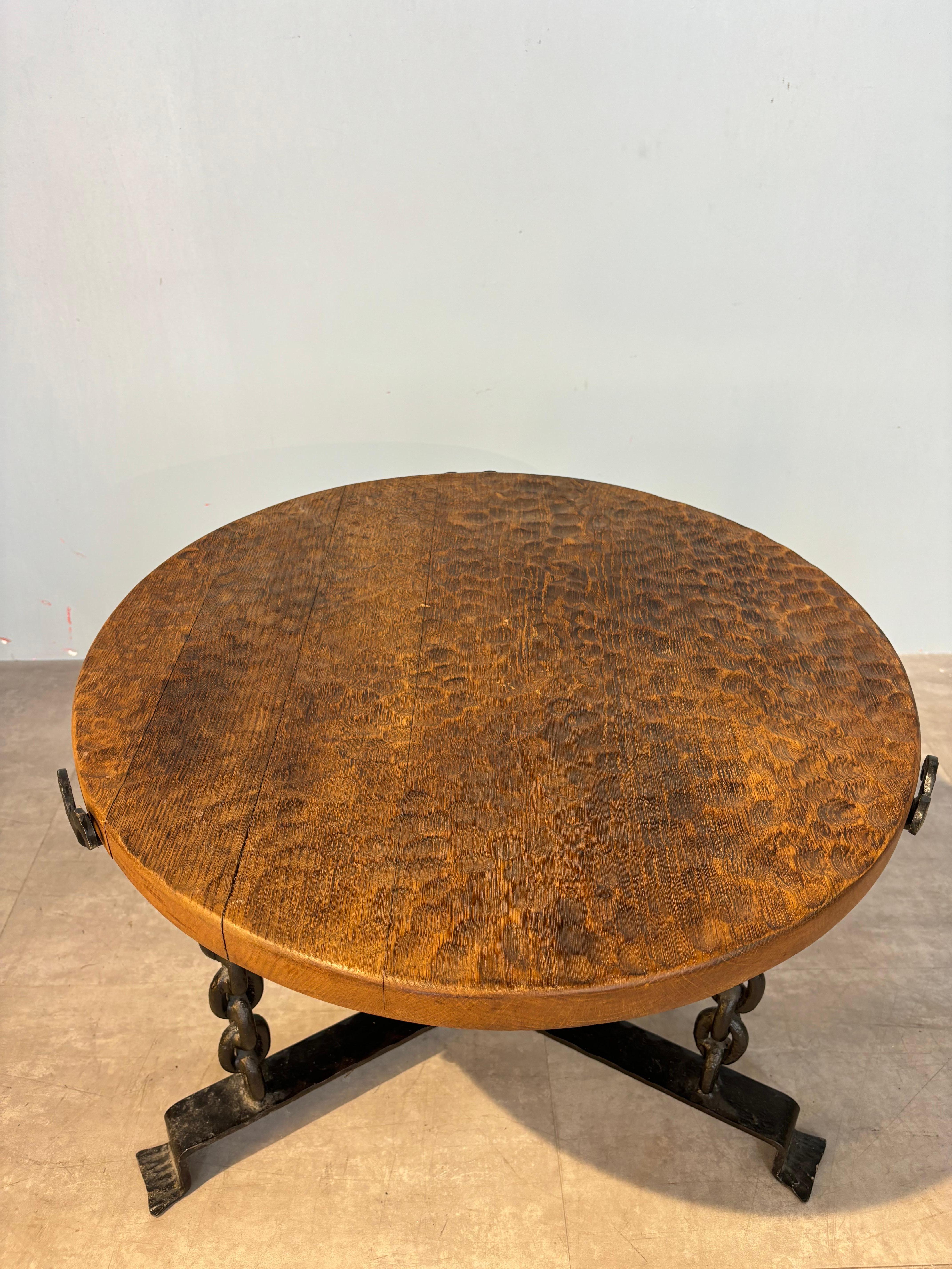 Brutalist guéridon attributed to Atelier Marolles For Sale 9