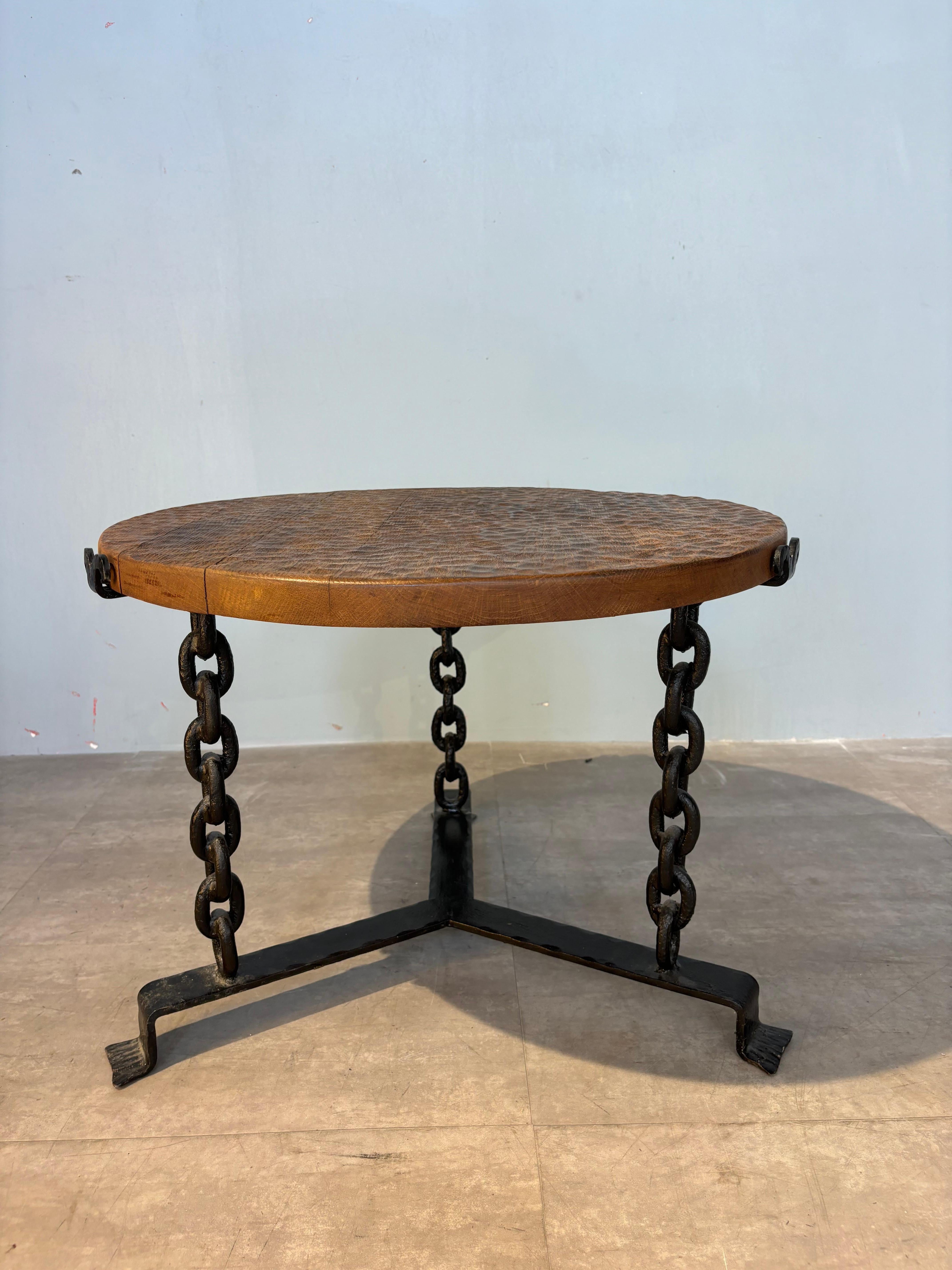 Brutalist guéridon attributed to Atelier Marolles For Sale 10