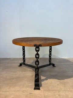 Guéridon brutaliste attribué à l'Atelier Marolles