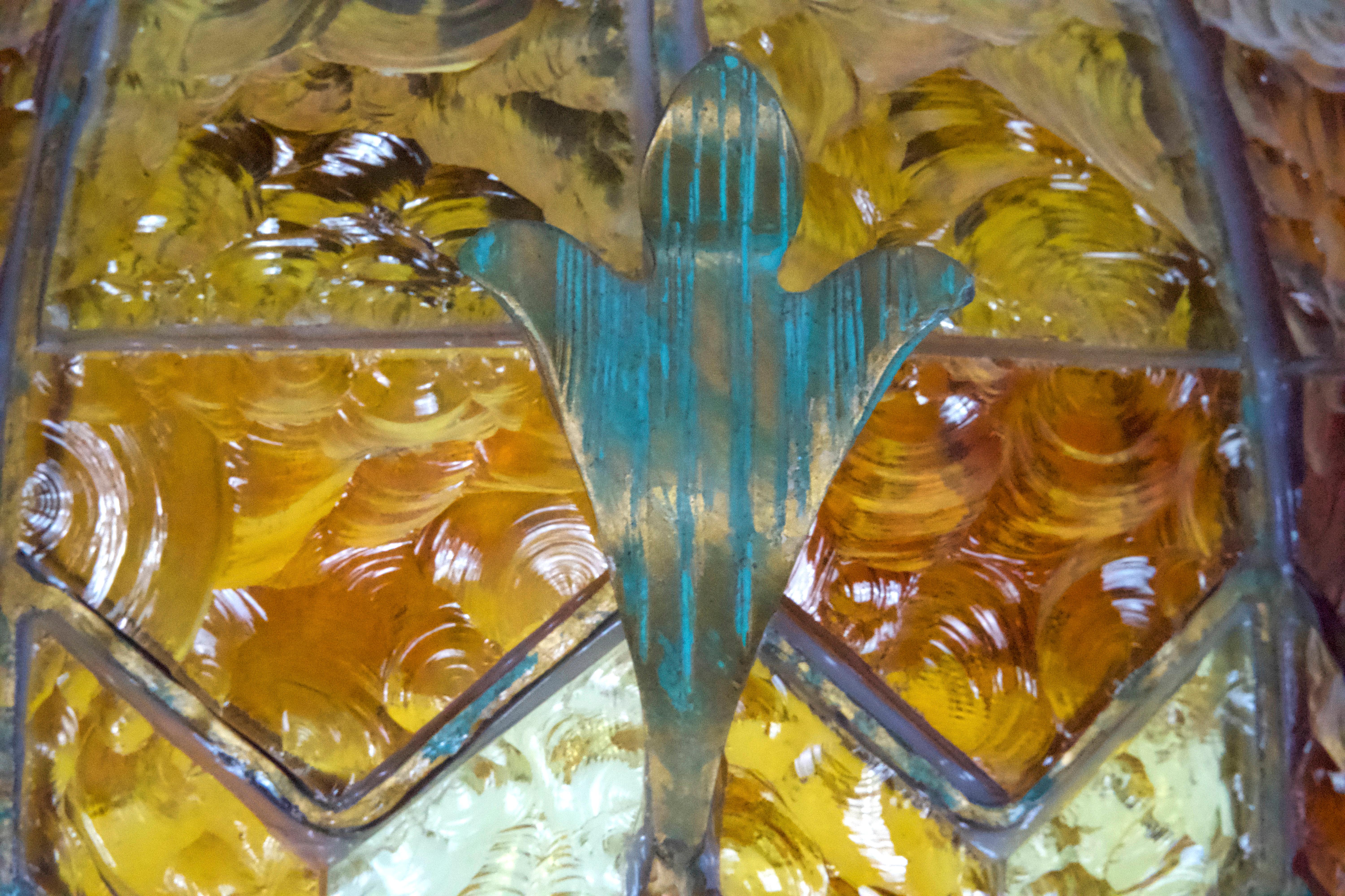 Brutalist Hammered Glass Chandelier by Longobard, Italy, 1970s For Sale 7