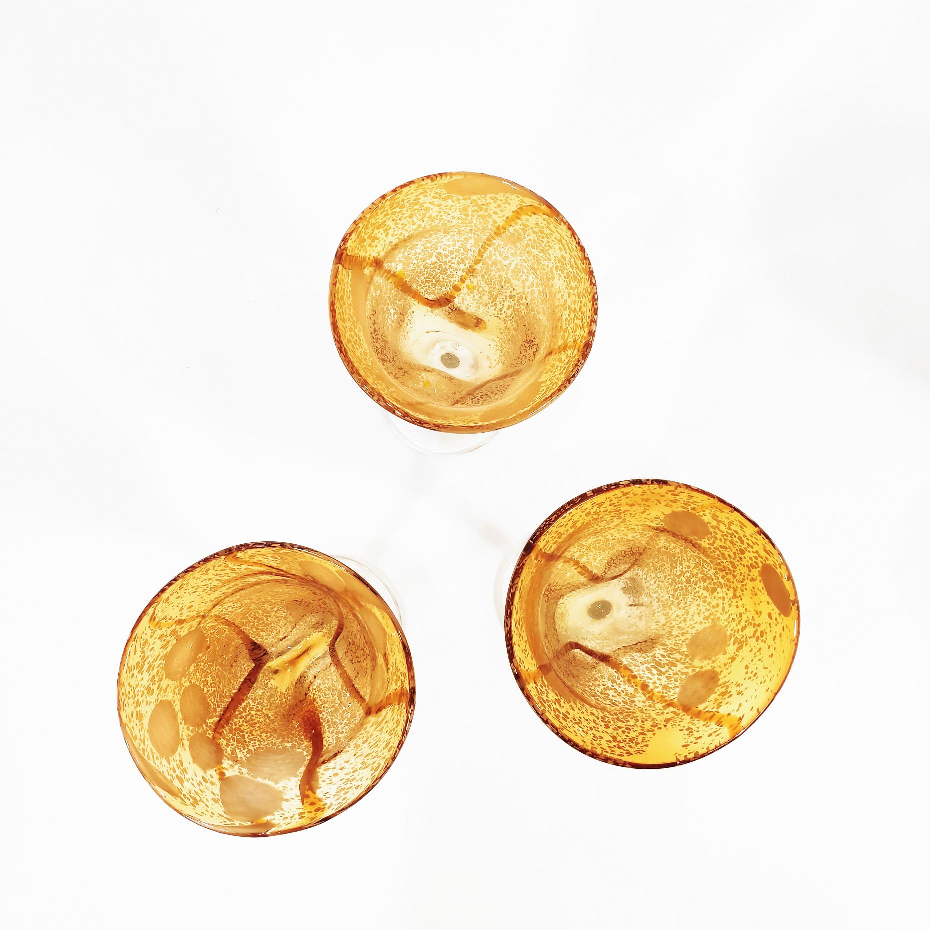 Late 20th Century Brutalist hand-blown murano glass glassware, Italy, 1970s, set of 6 For Sale