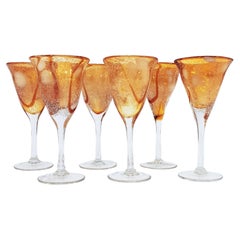 Brutalist hand-blown murano glass glassware, Italy, 1970s, set of 6
