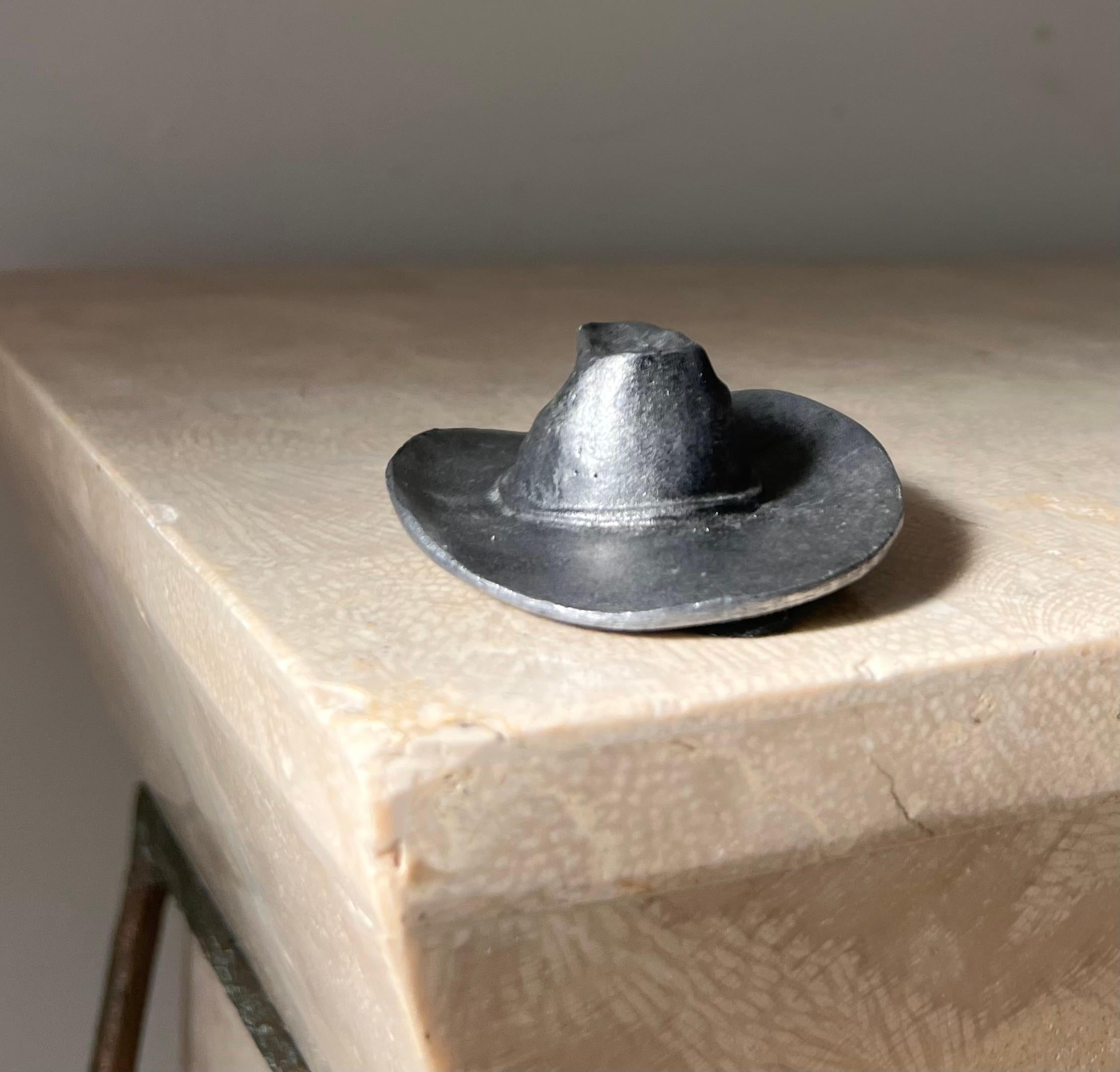 Brutalist hand-carved metal cowboy hat objet d’art, 1970 3