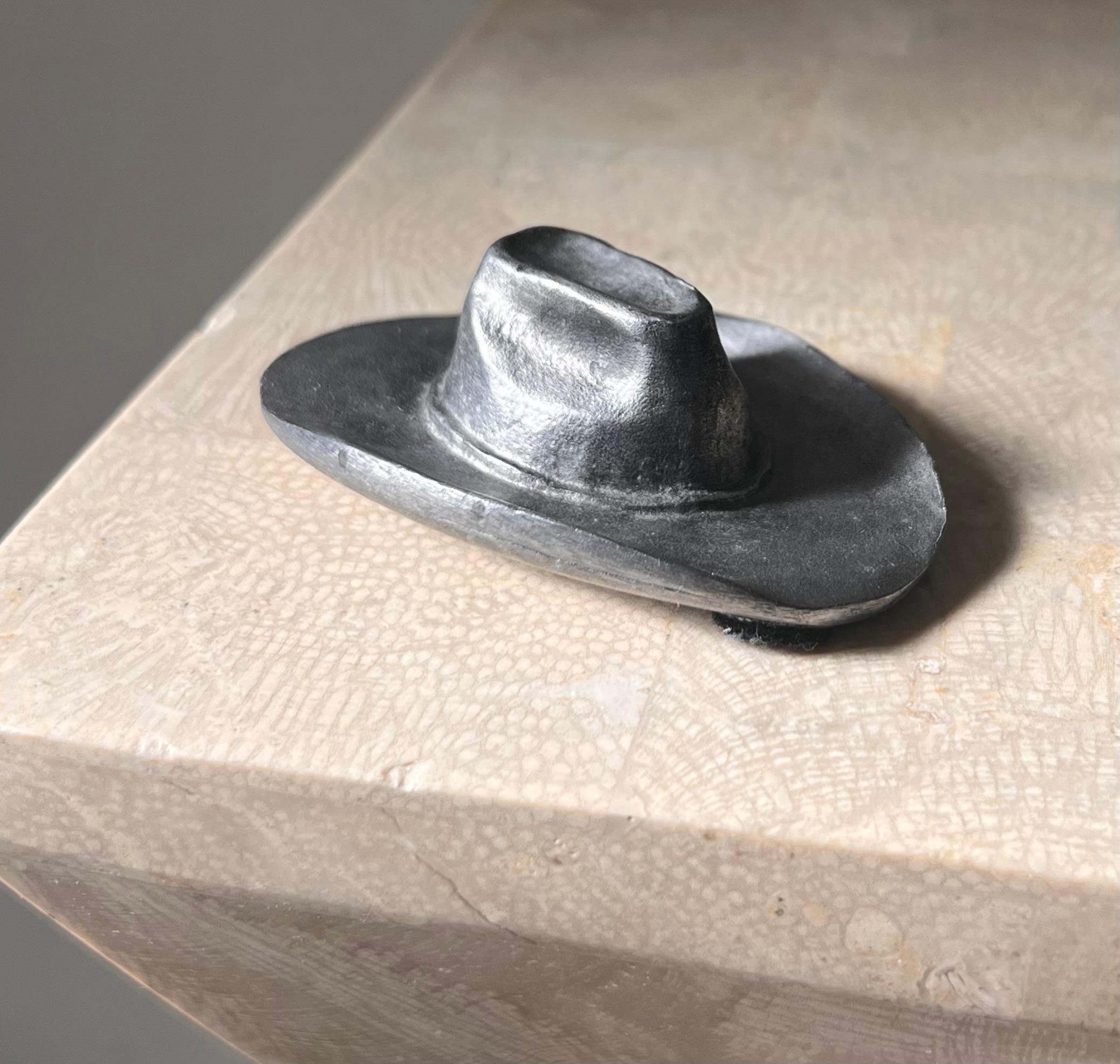 Brutalist hand-carved metal cowboy hat objet d’art, 1970 4